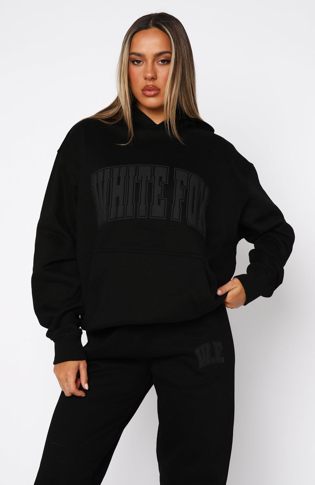 White Fox Decade Classics Varsity Oversized Hoodie Black