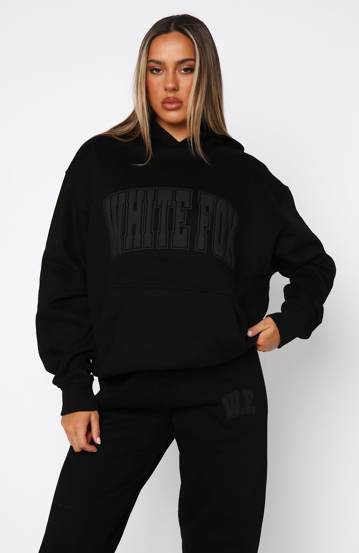 White Fox Decade Classics Varsity Oversized Hoodie Black