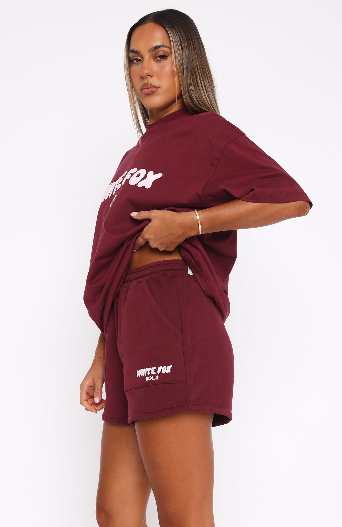 White Fox Offstage Lounge Shorts Red Velvet