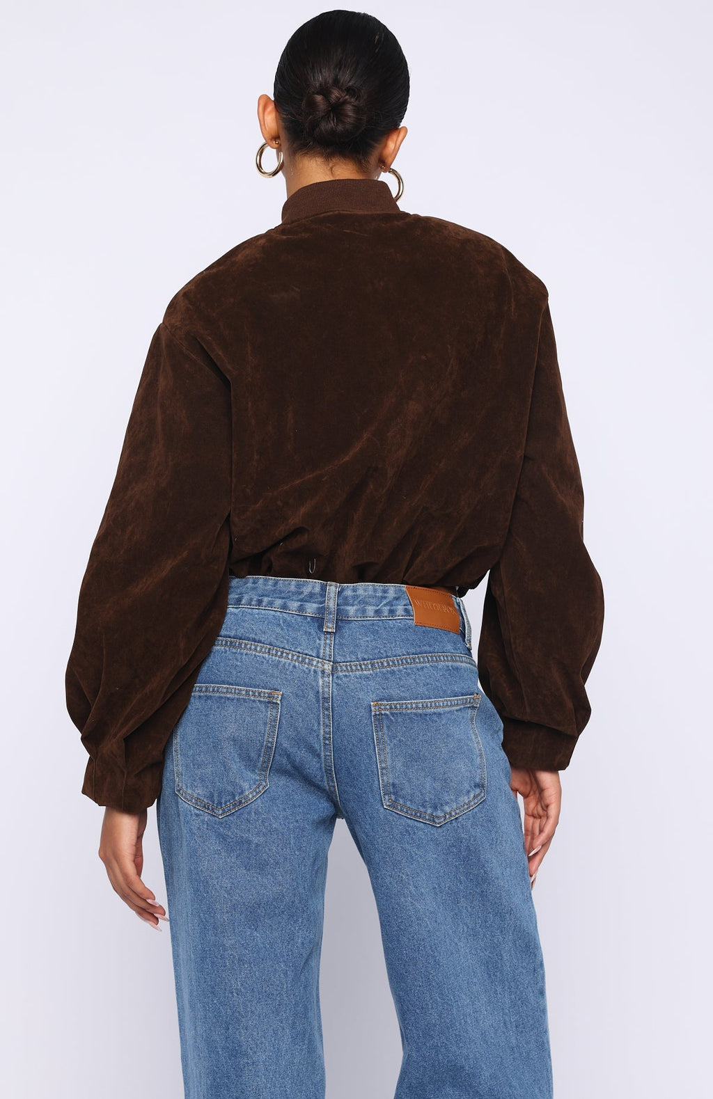 White Fox What Did I Miss Faux Suede Jacket Chocolate