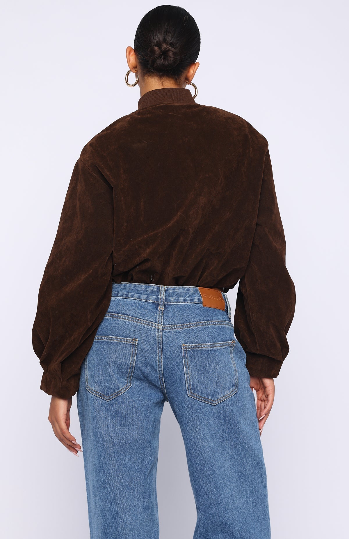 White Fox What Did I Miss Faux Suede Jacket Chocolate