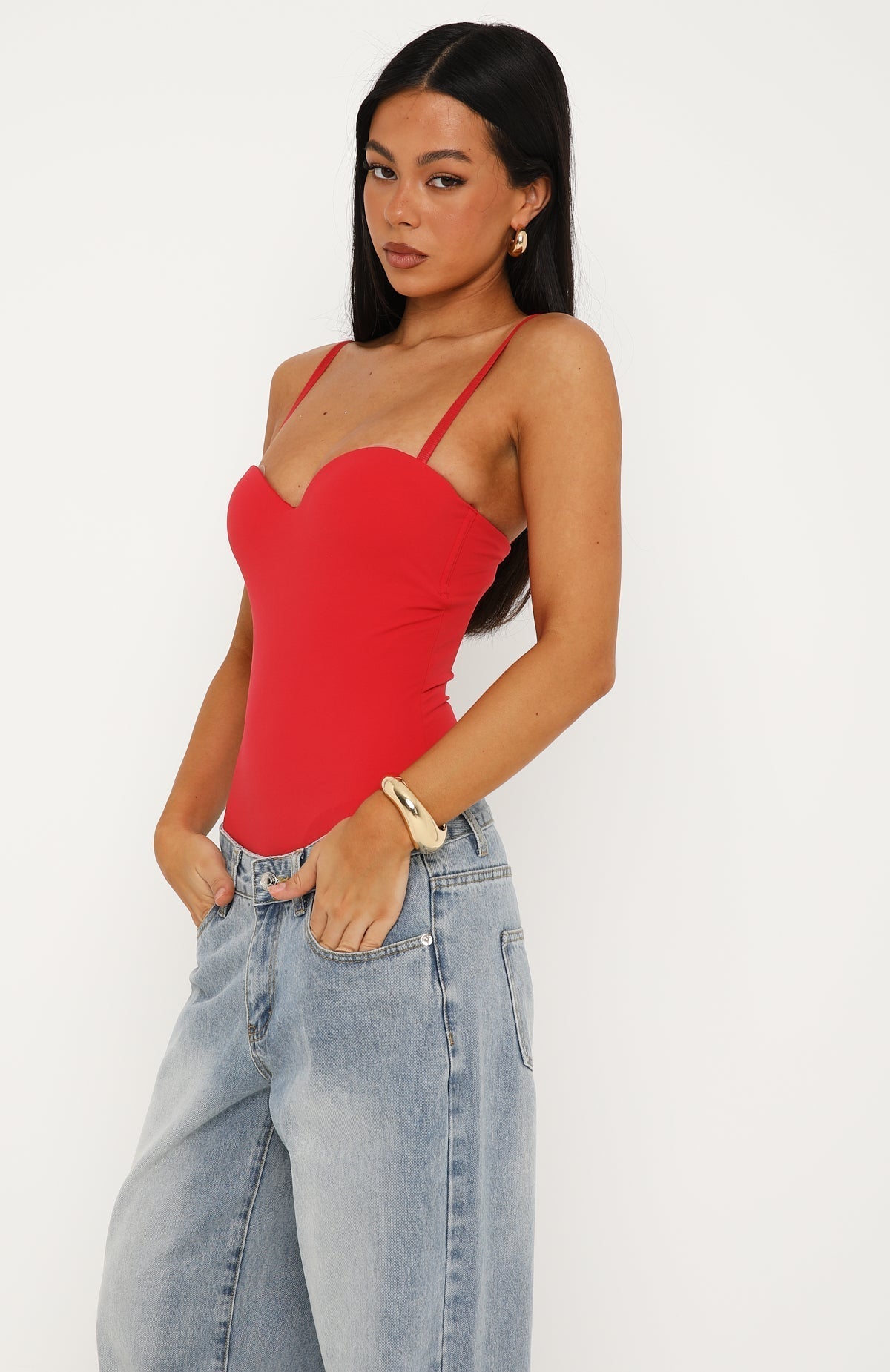 White Fox Stuck To You Bodysuit Red