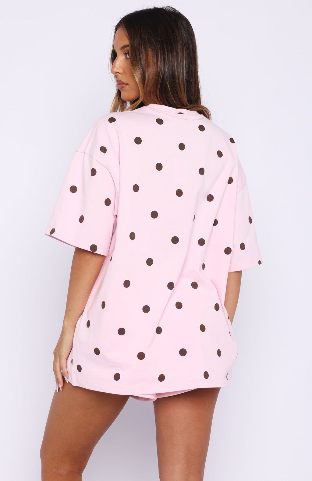 White Fox Offstage Printed Oversized Tee Posy Polka Dot