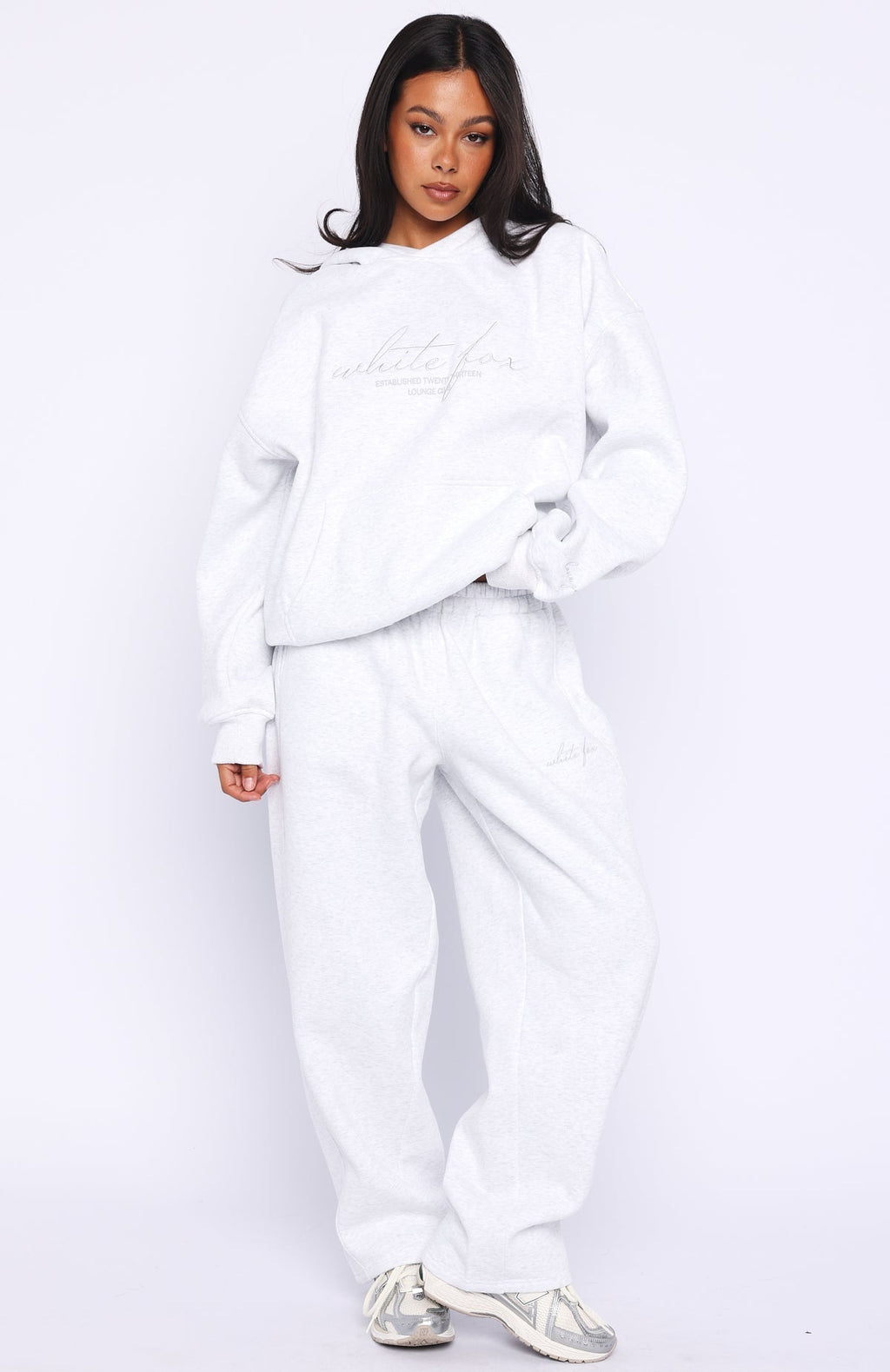 White Fox Know What You Want Oversized Hoodie Grey Marle