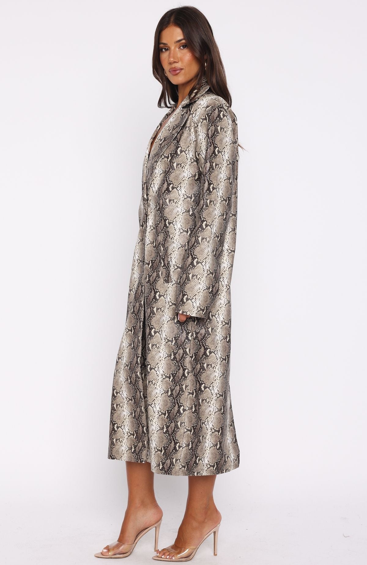White Fox The Hardest Part PU Coat Tan Snake