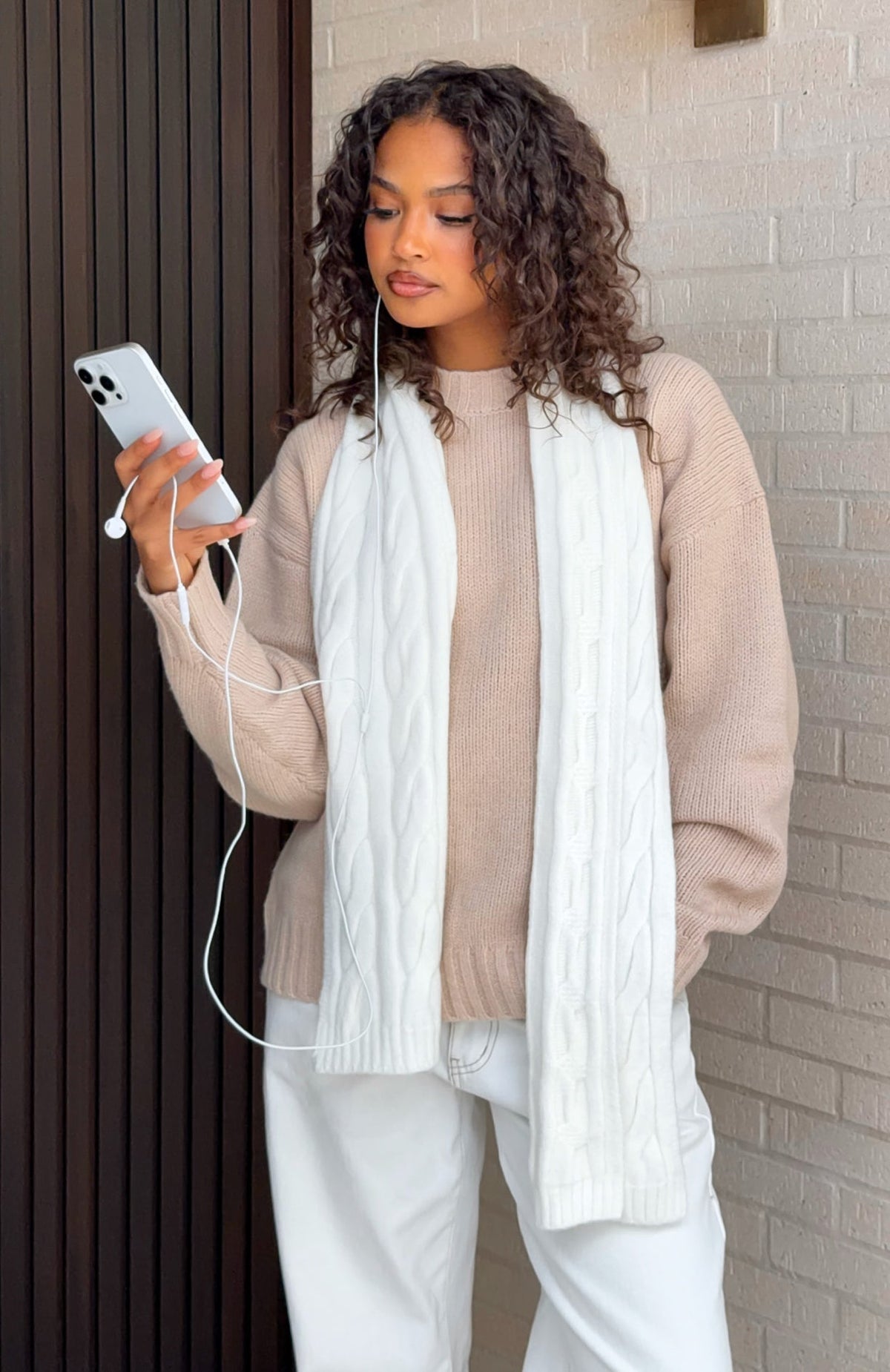 White Fox Talia Scarf Cream