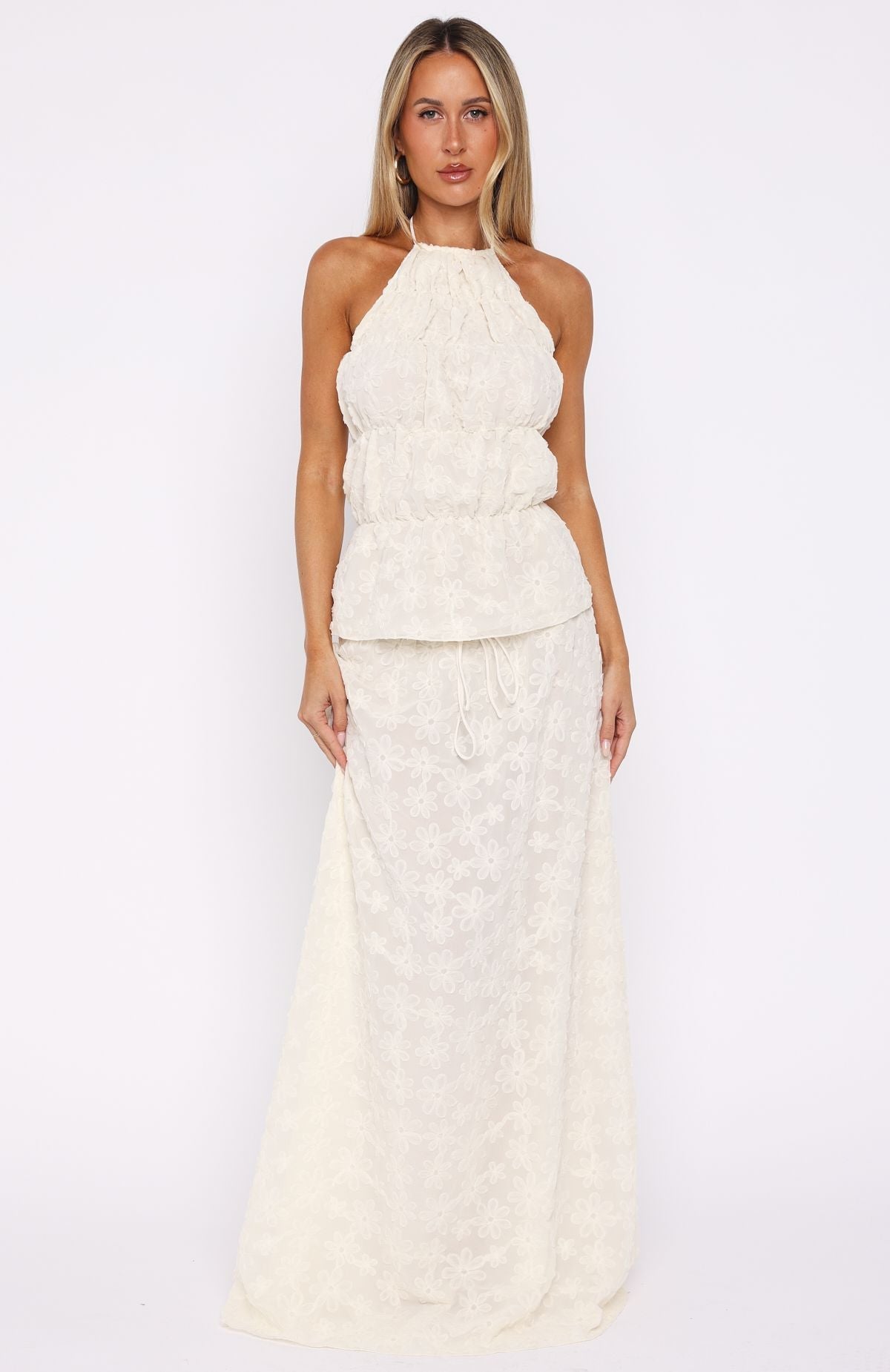 White Fox Slay Today Halter Top Cream