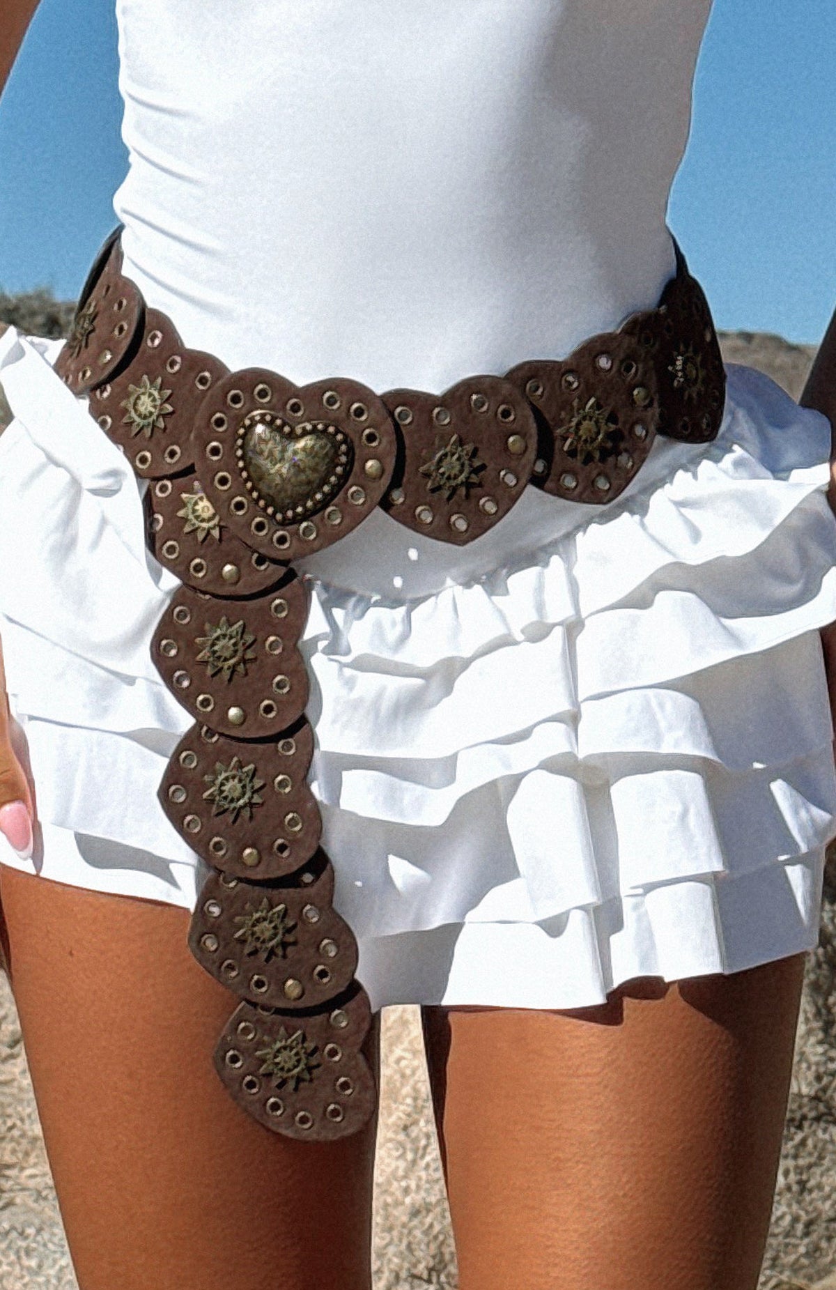 White Fox Carson Belt Chocolate/Gold