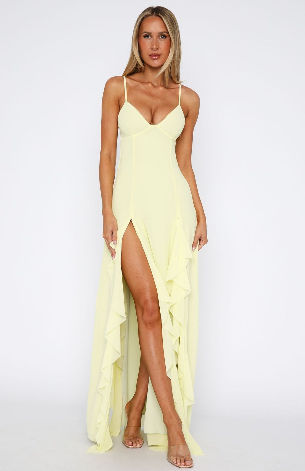 White Fox Summer Solstice Maxi Dress Lemon