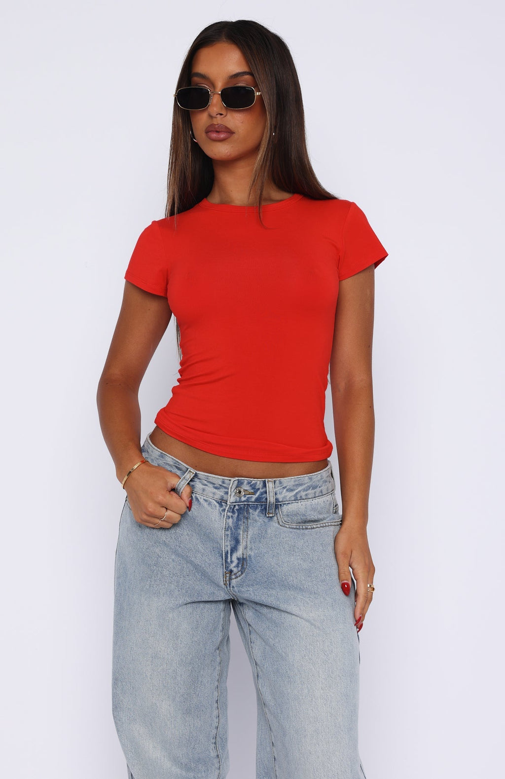 White Fox Too Blessed Tee Red