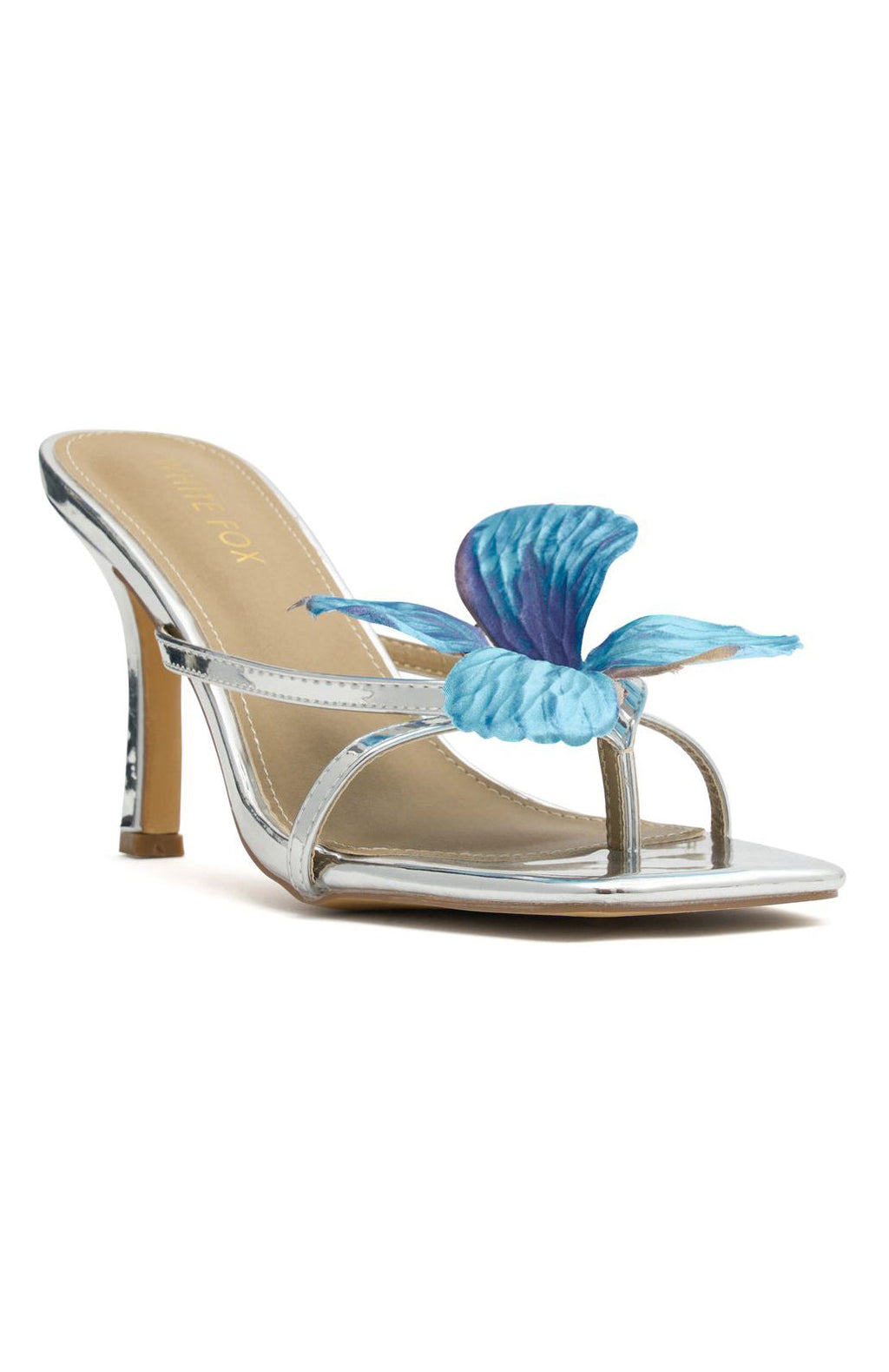 White Fox Ayan Mules Silver/Blue
