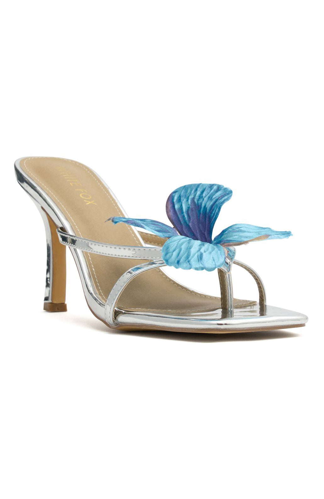 White Fox Ayan Mules Silver/Blue