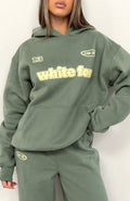 White Fox Ready To Go Oversized Hoodie Khaki