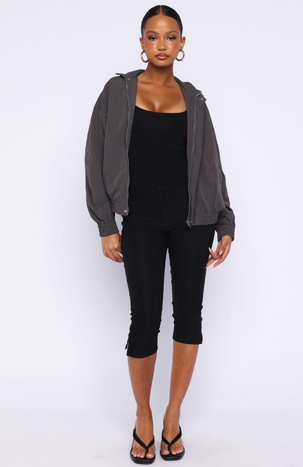 White Fox Cool Vibe Funnel Neck Jacket Steel