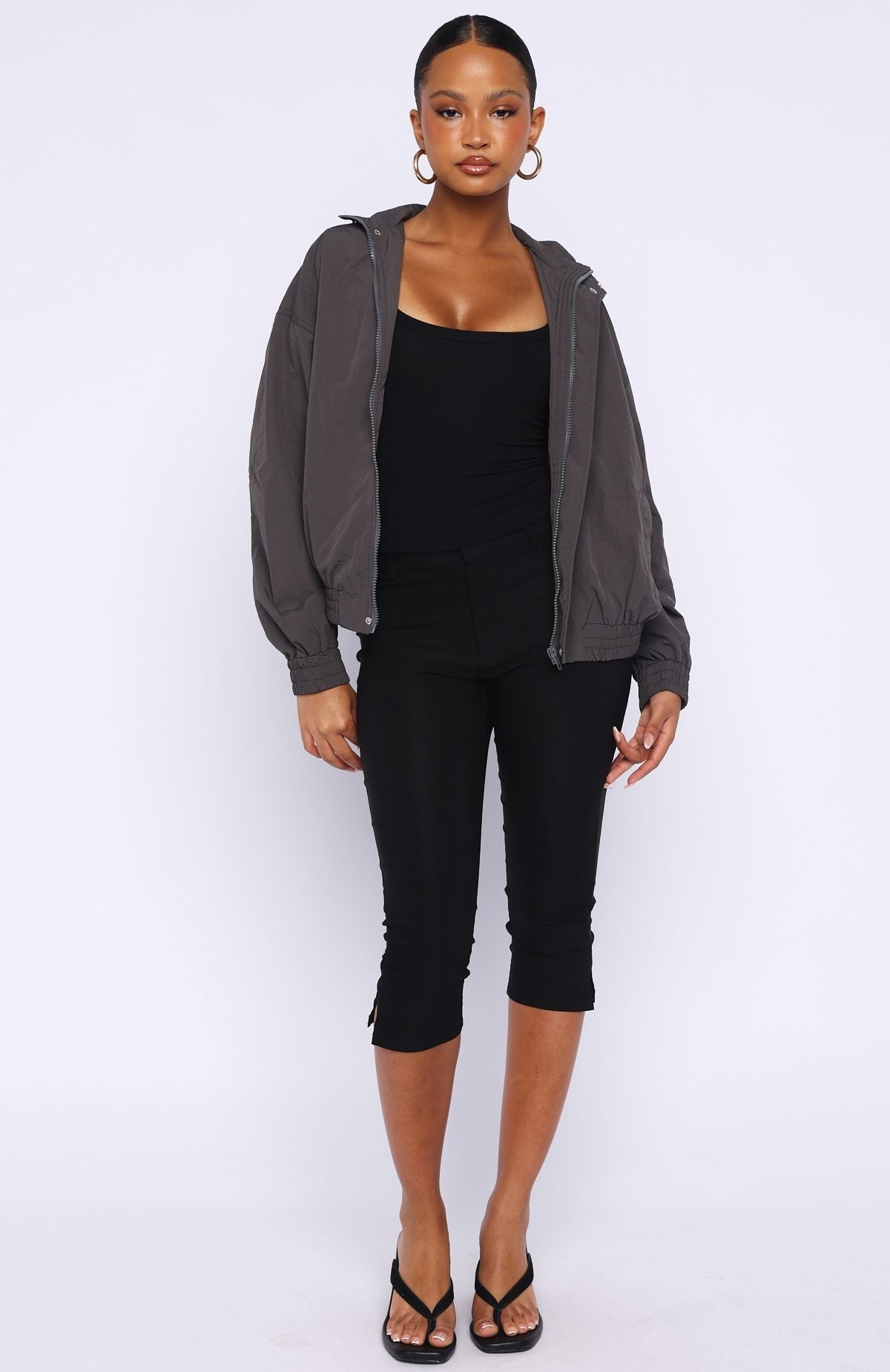 White Fox Cool Vibe Funnel Neck Jacket Steel
