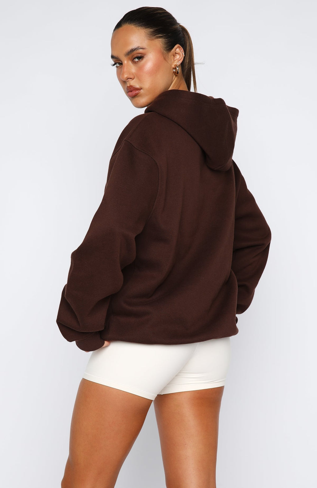 White Fox Winning Team Oversized Hoodie Chocolate