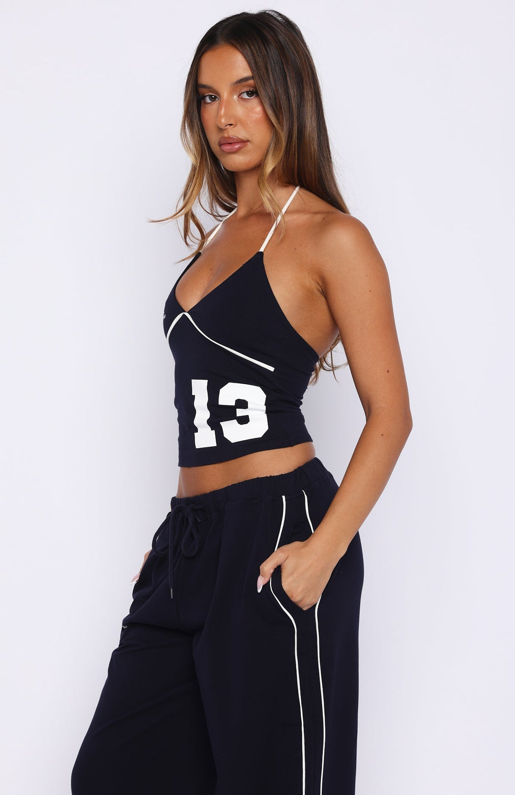 White Fox Can't Help The Feeling Halter Top Navy