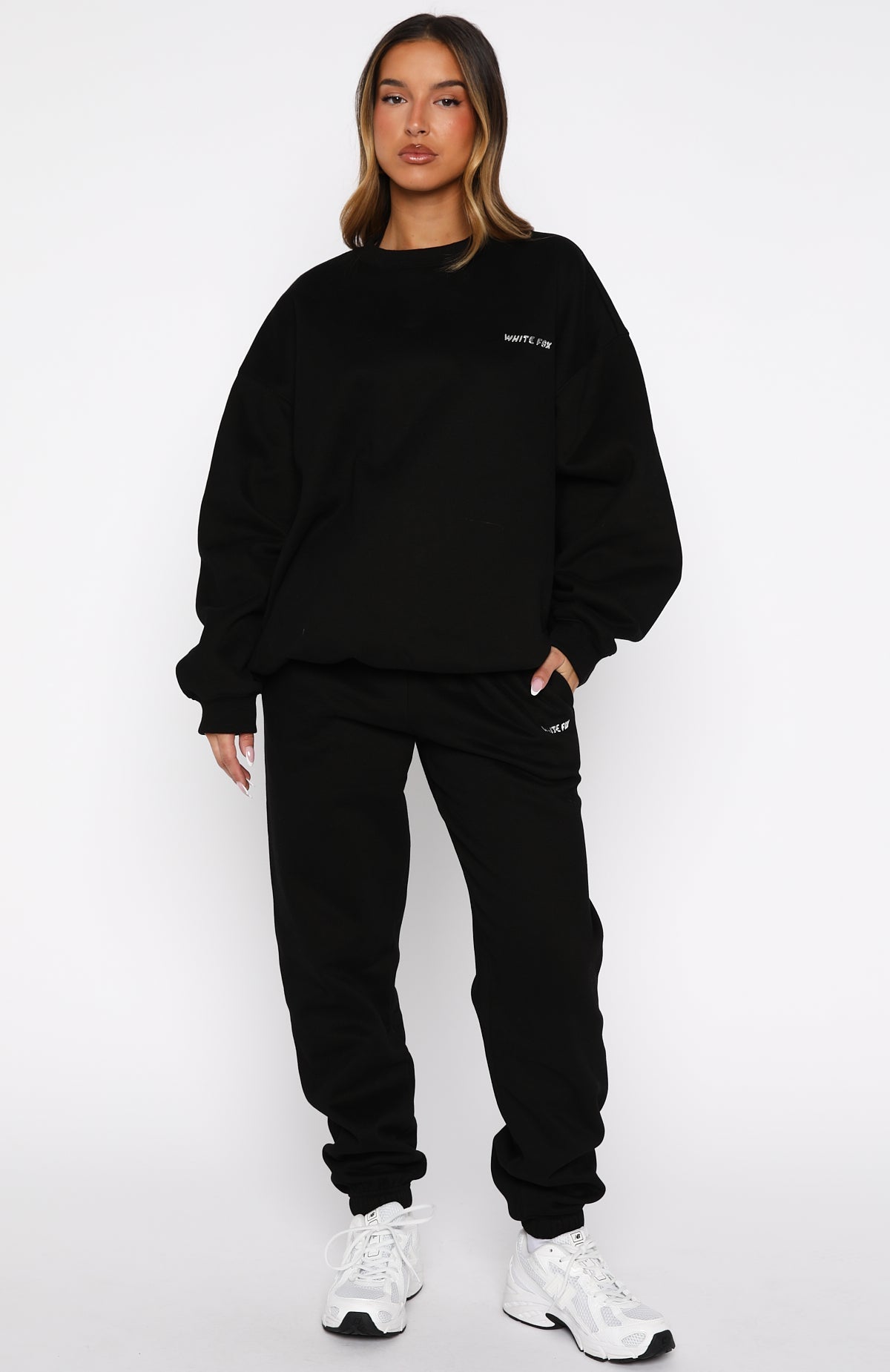 White Fox Test Drive Oversized Sweater Black