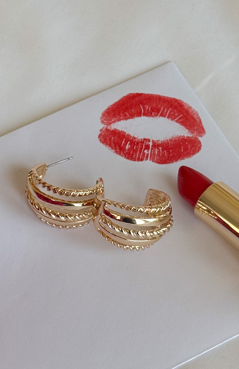 White Fox Lune Earrings Gold