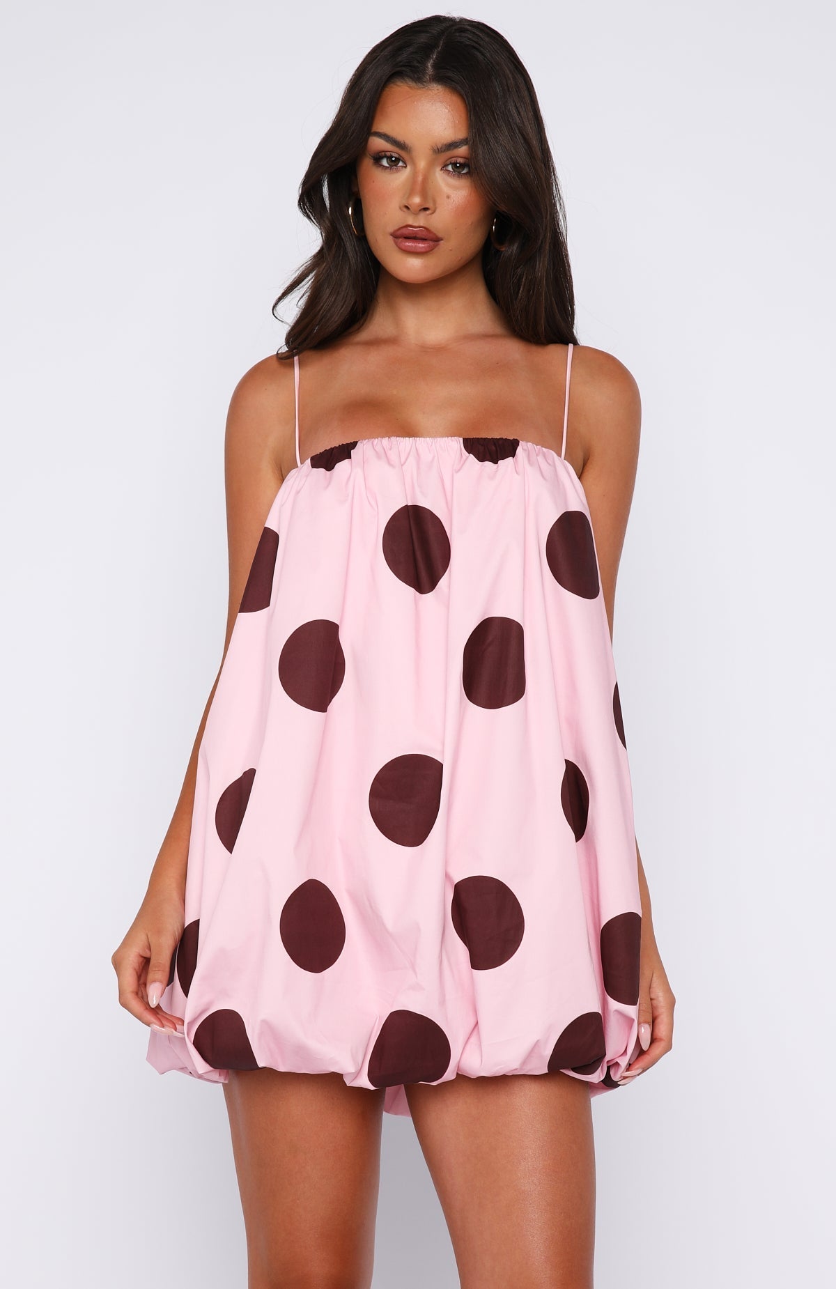 White Fox Gravity Lost Mini Dress Pink Polka Dot