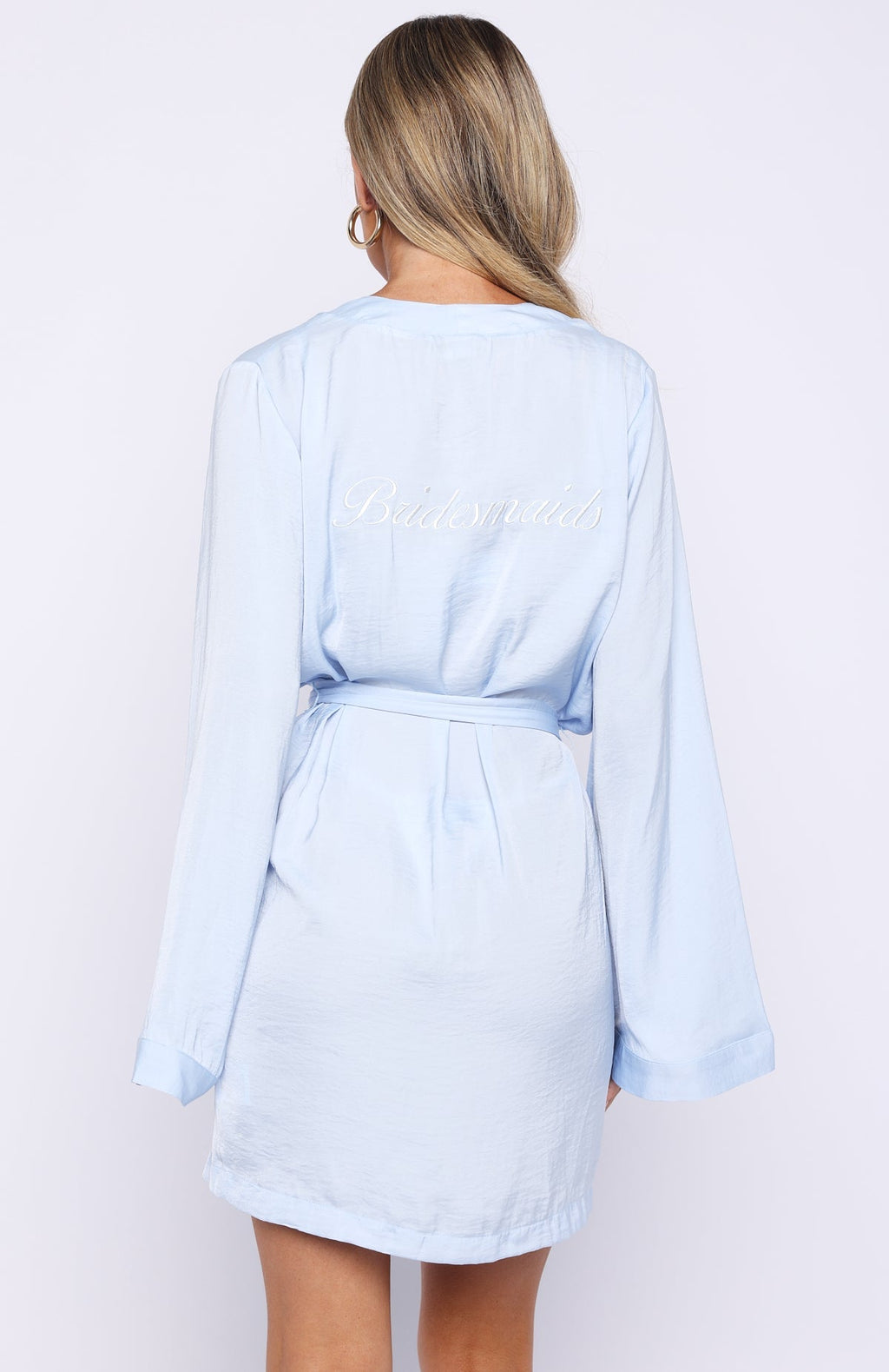 White Fox Bridal Party Robe Baby Blue