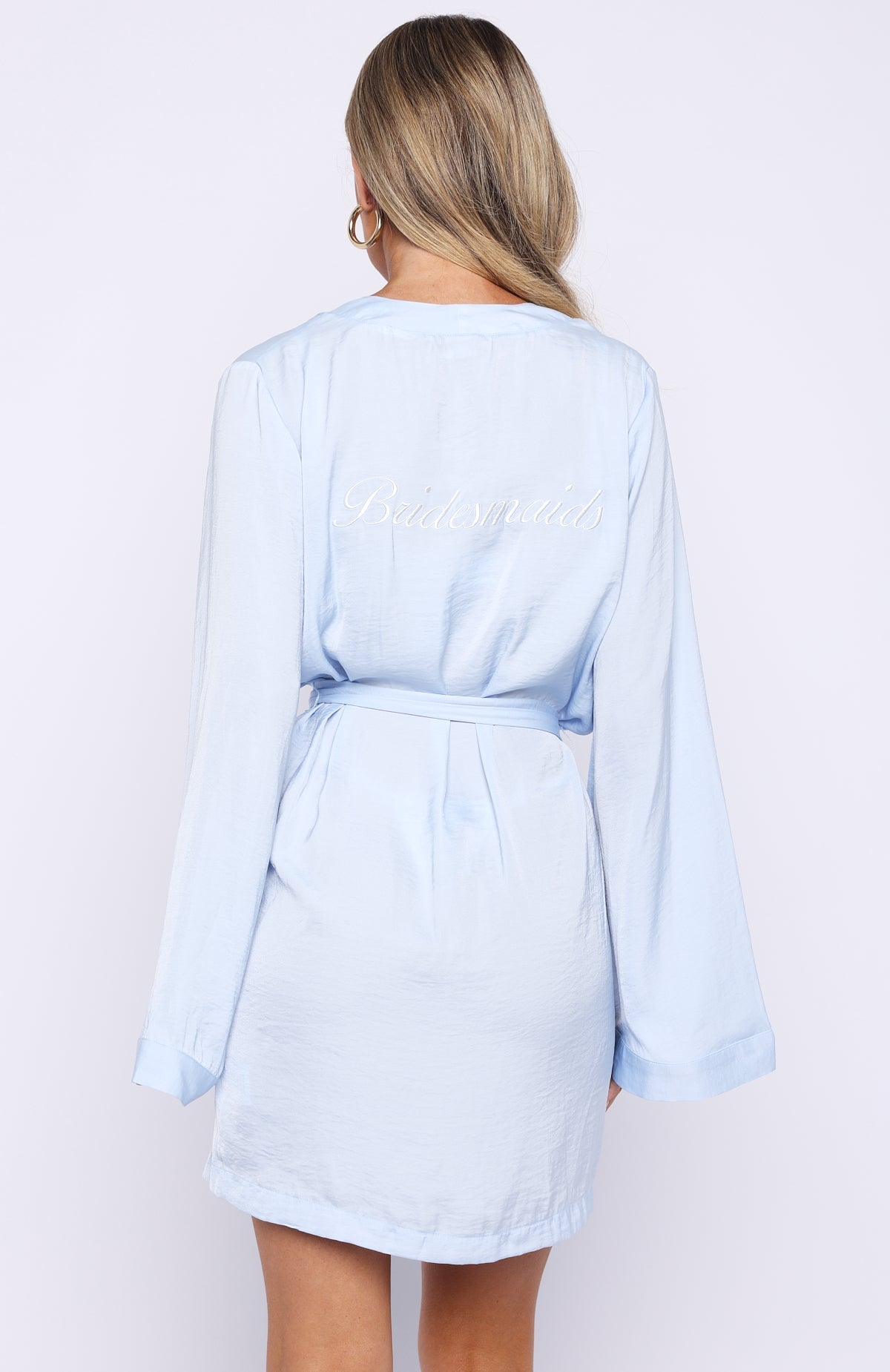 White Fox Bridal Party Robe Baby Blue