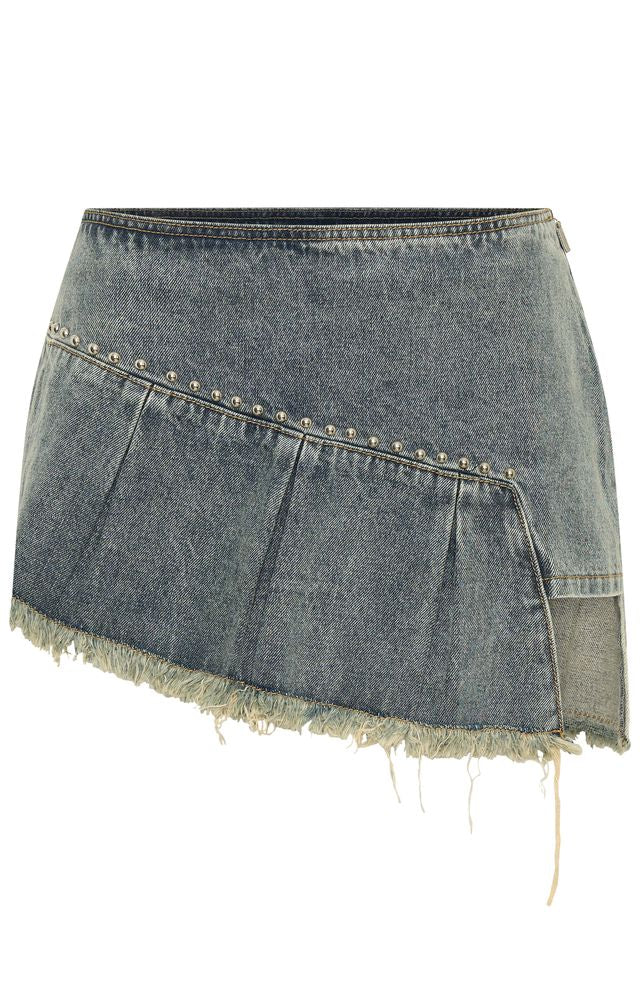 White Fox Sweet And Sour Denim Mini Skirt Sand Wash