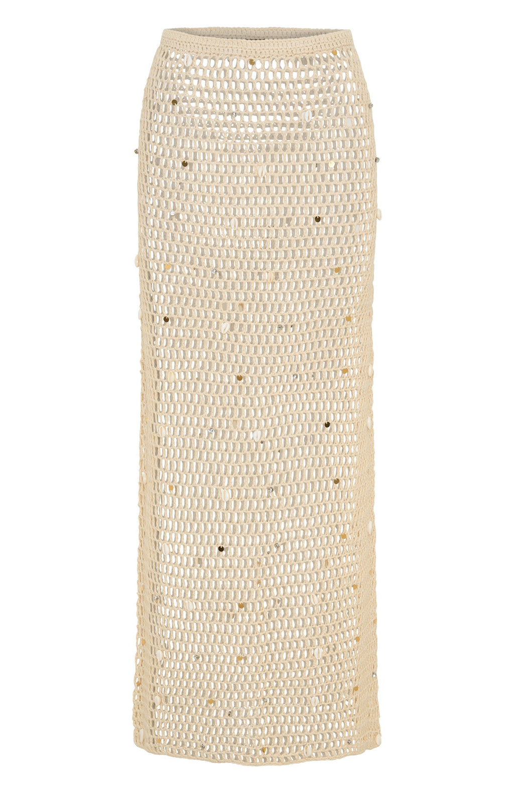 White Fox Dance With You Crochet Maxi Skirt Sand