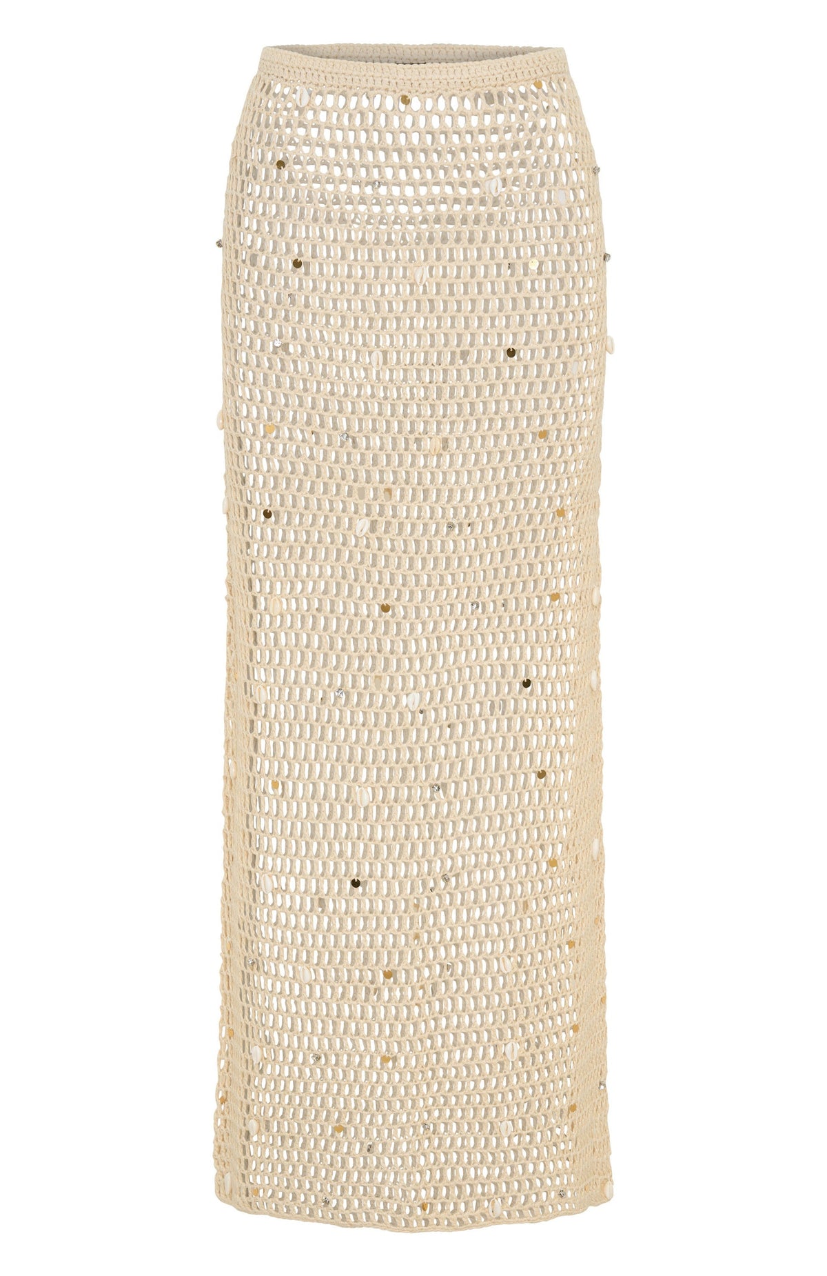 White Fox Dance With You Crochet Maxi Skirt Sand
