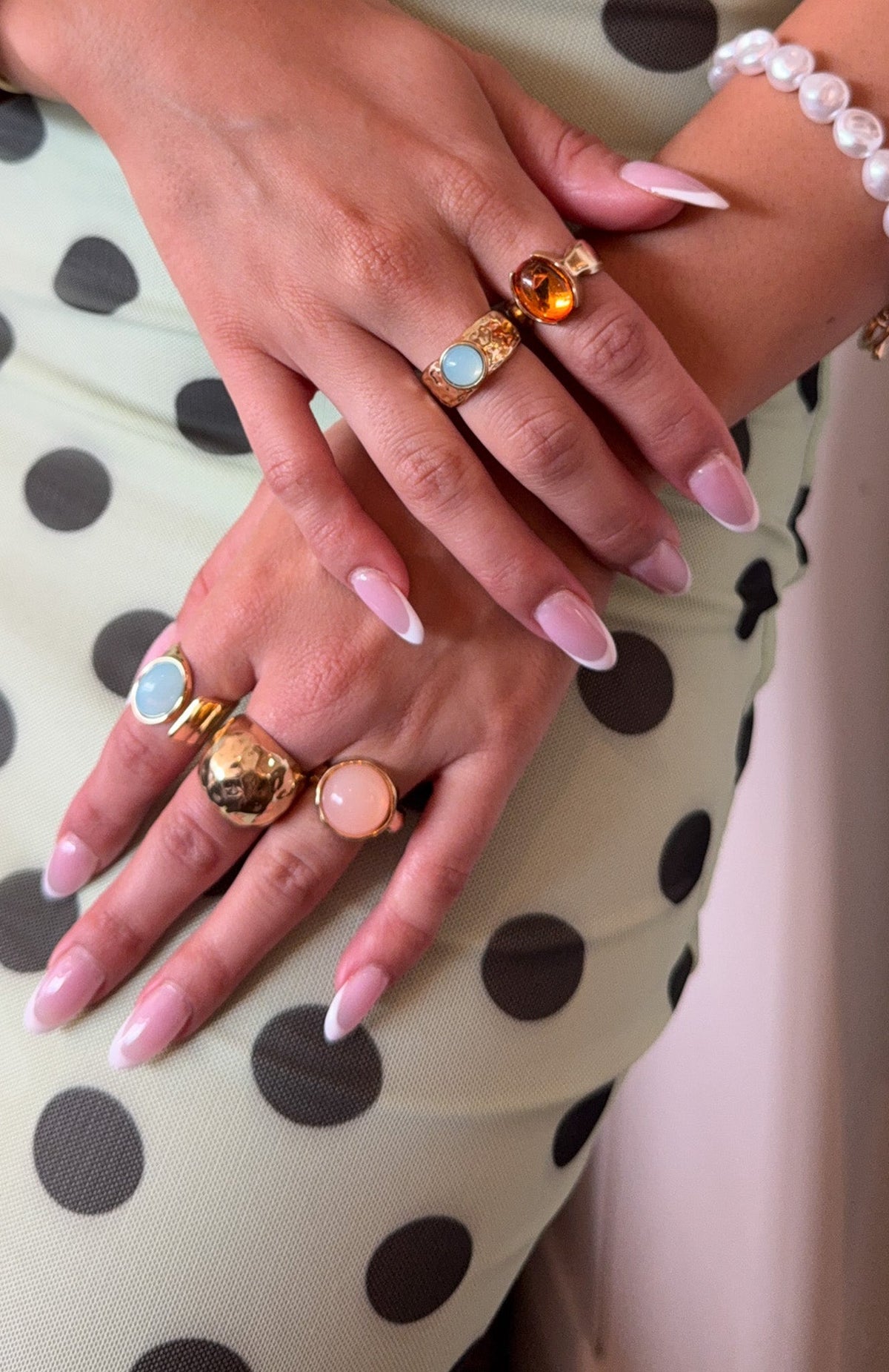 White Fox Emely Ring Set Gold/Multi