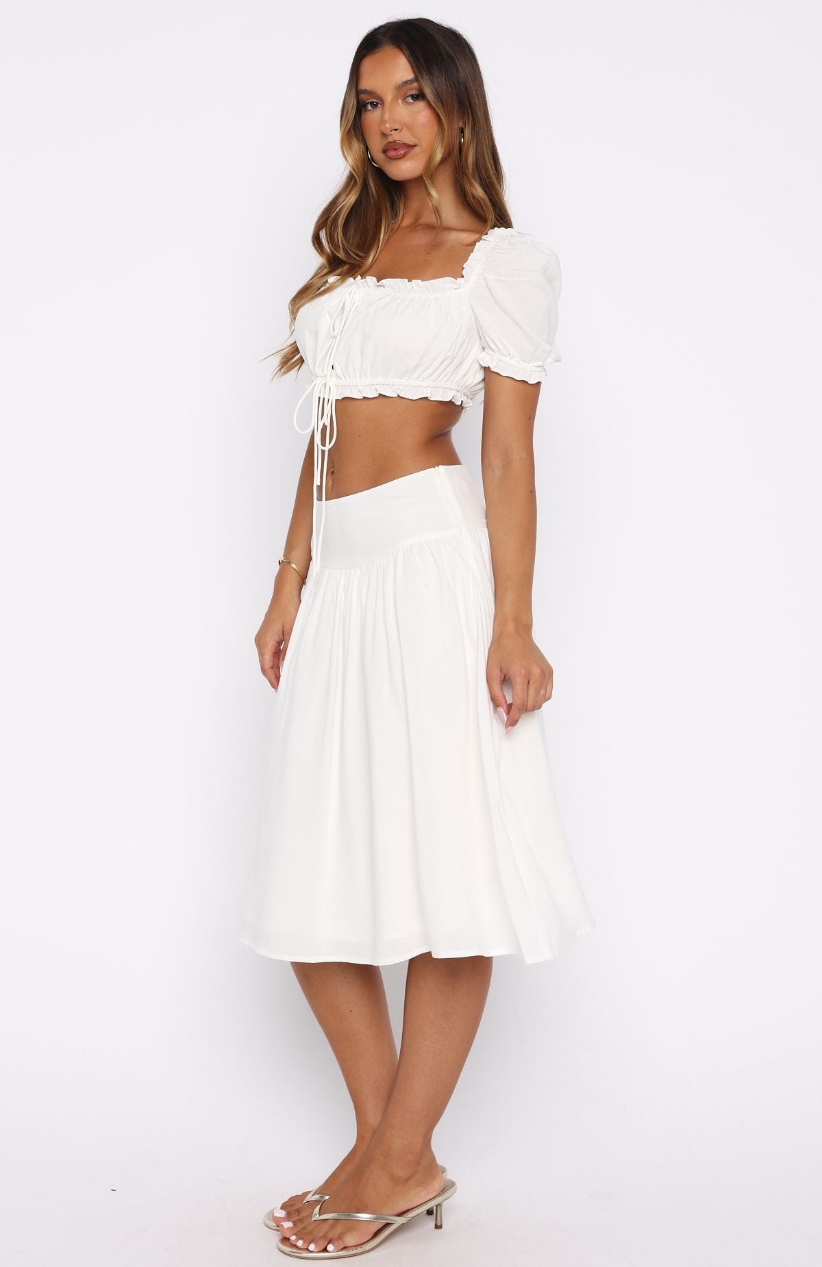 White Fox Tender Moments Midi Skirt White