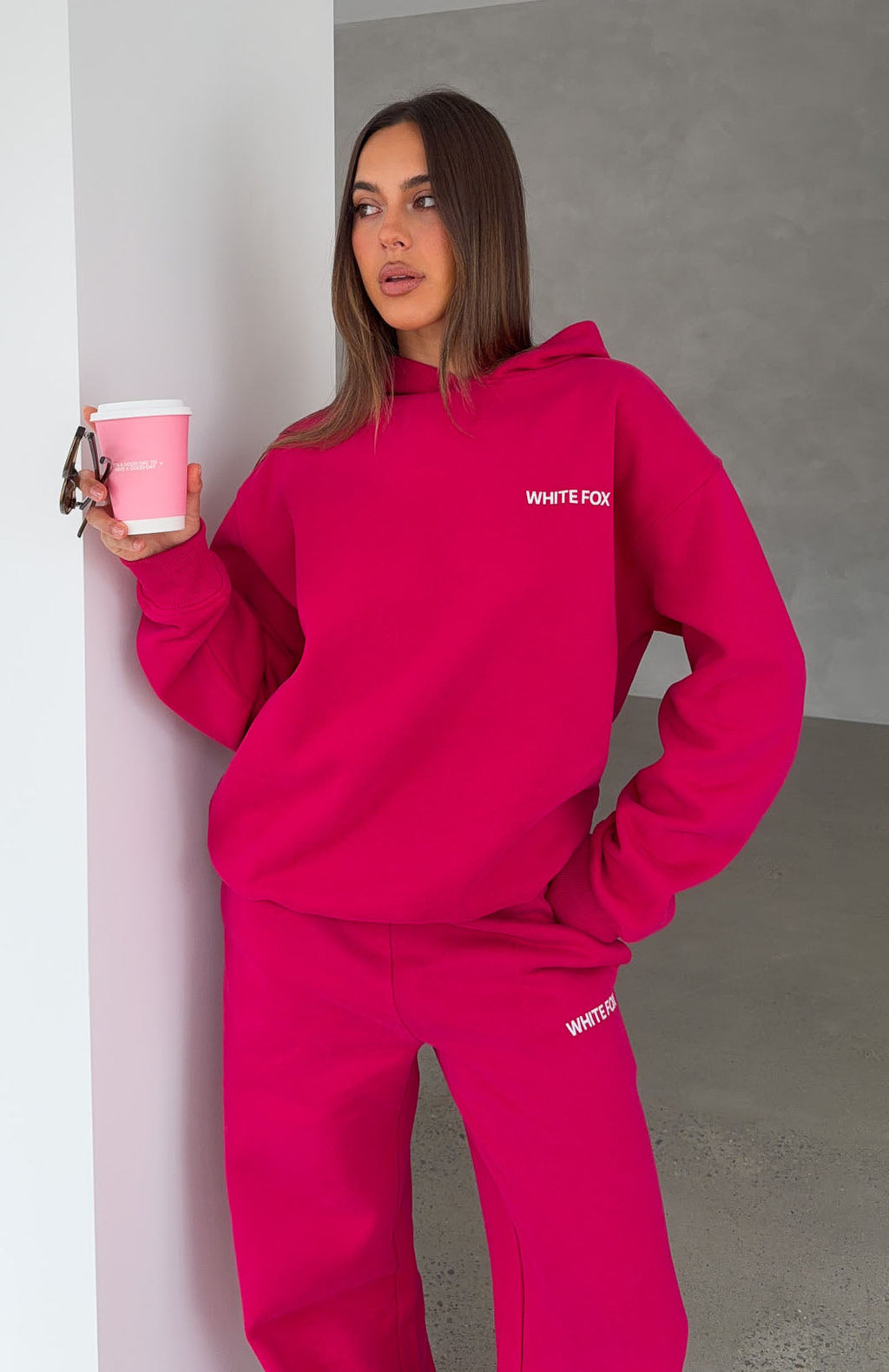 White Fox Core Classic Oversized Hoodie Berry