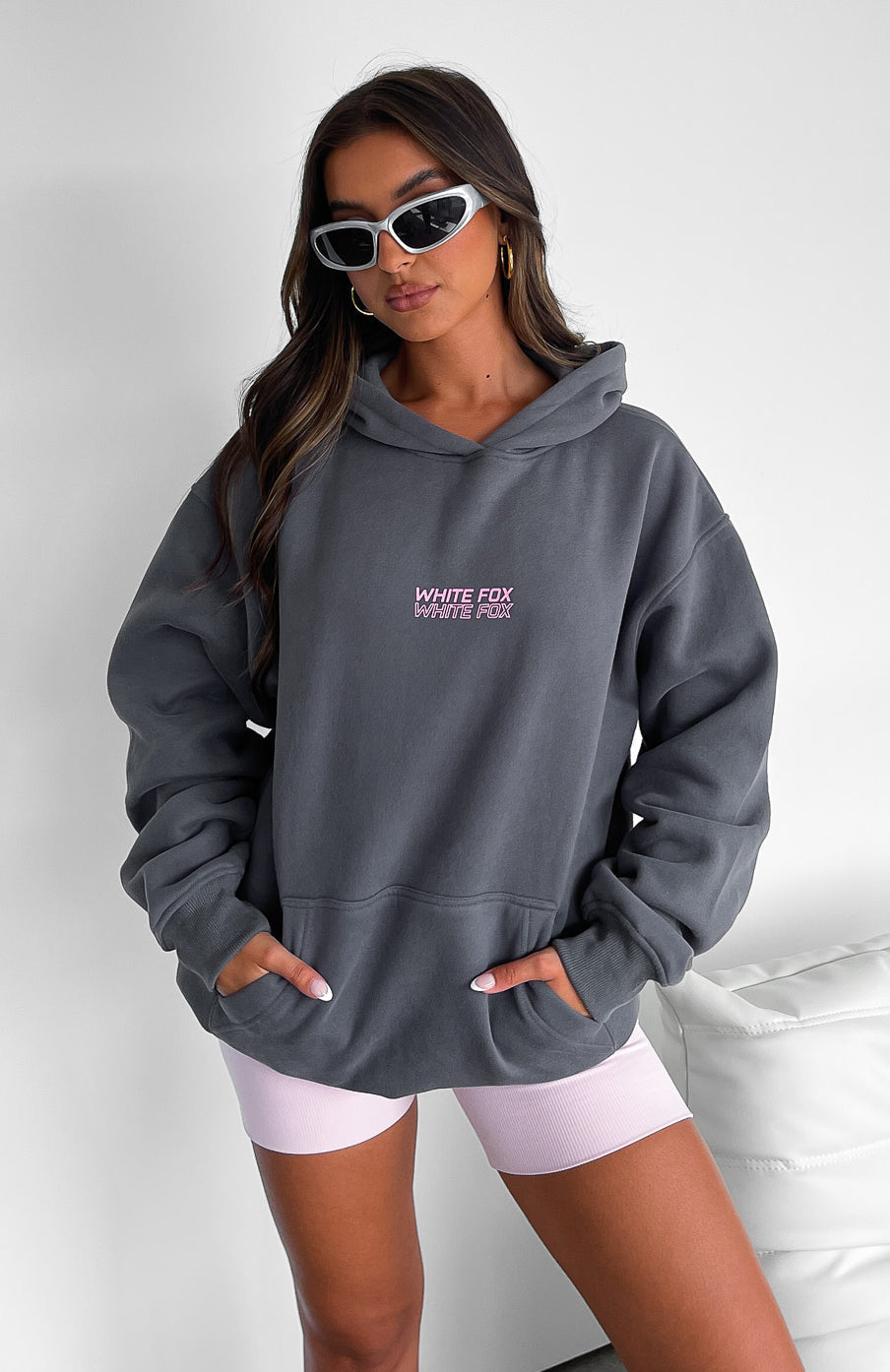 White Fox In Transit Oversized Hoodie Volcanic