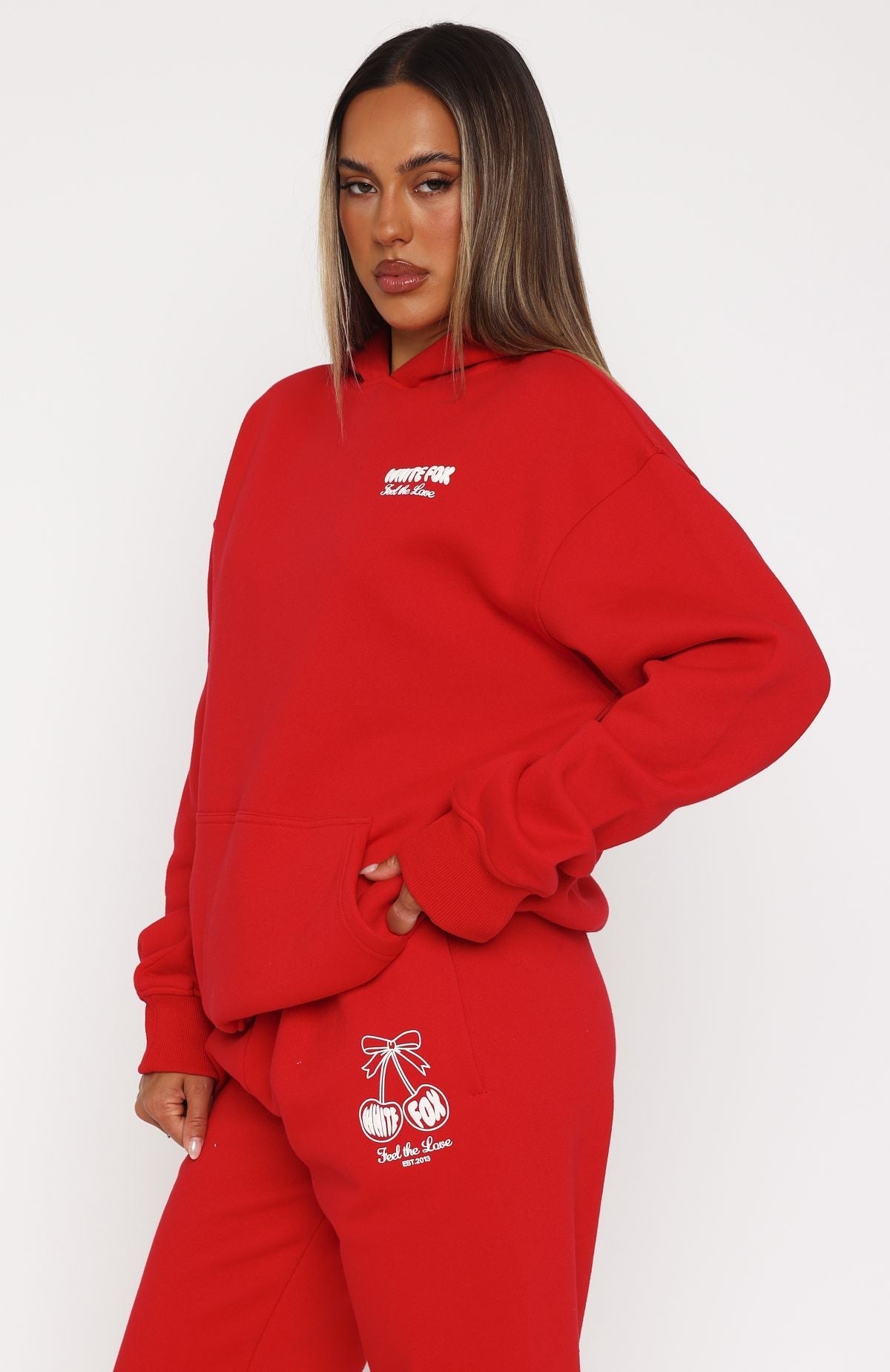 White Fox Love Of My Life Oversized Hoodie Red