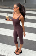 White Fox More To You Active Tank Dark Chocolate