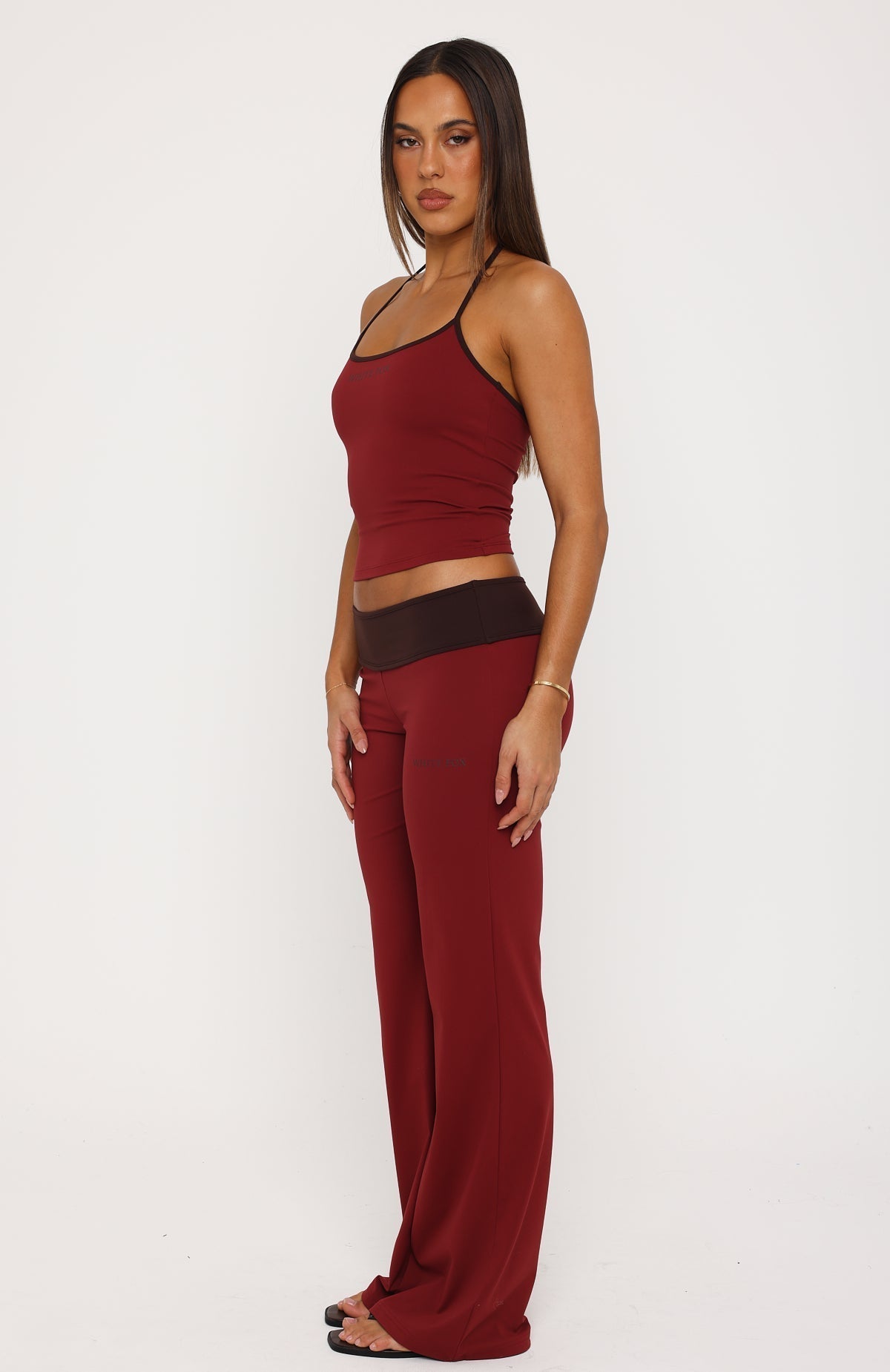 White Fox Glow Game Flare Pants Red