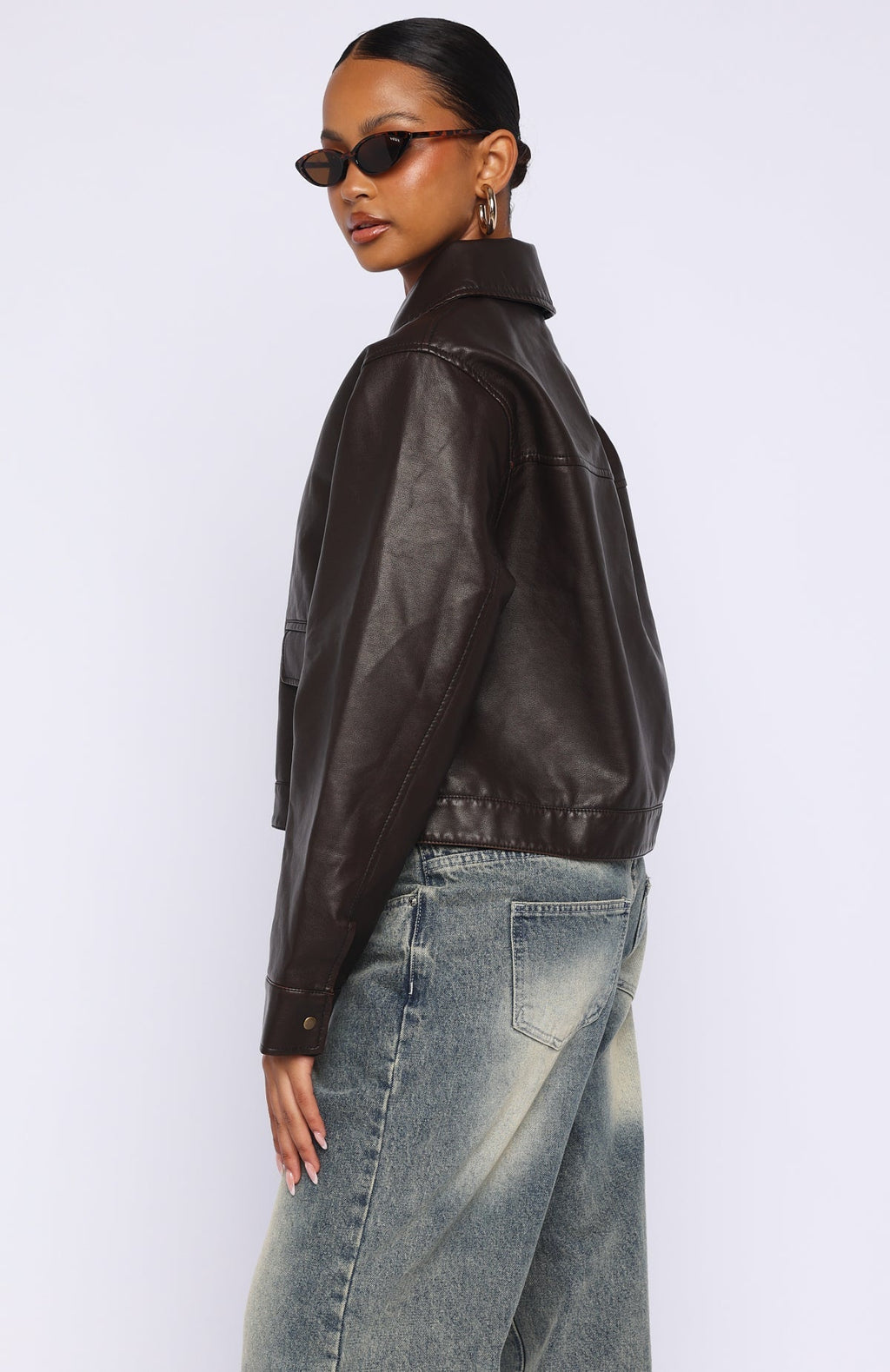 White Fox I Know Love PU Jacket Chocolate