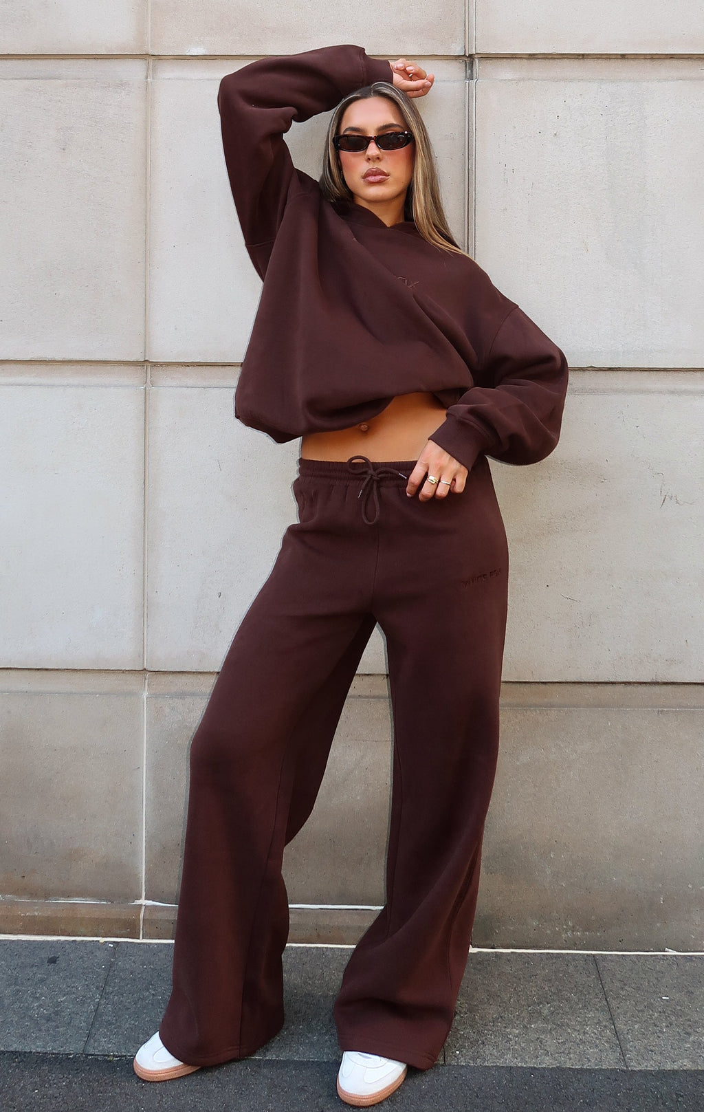 White Fox Stay Lifted Wide Leg Sweatpants Bitter Chocolate