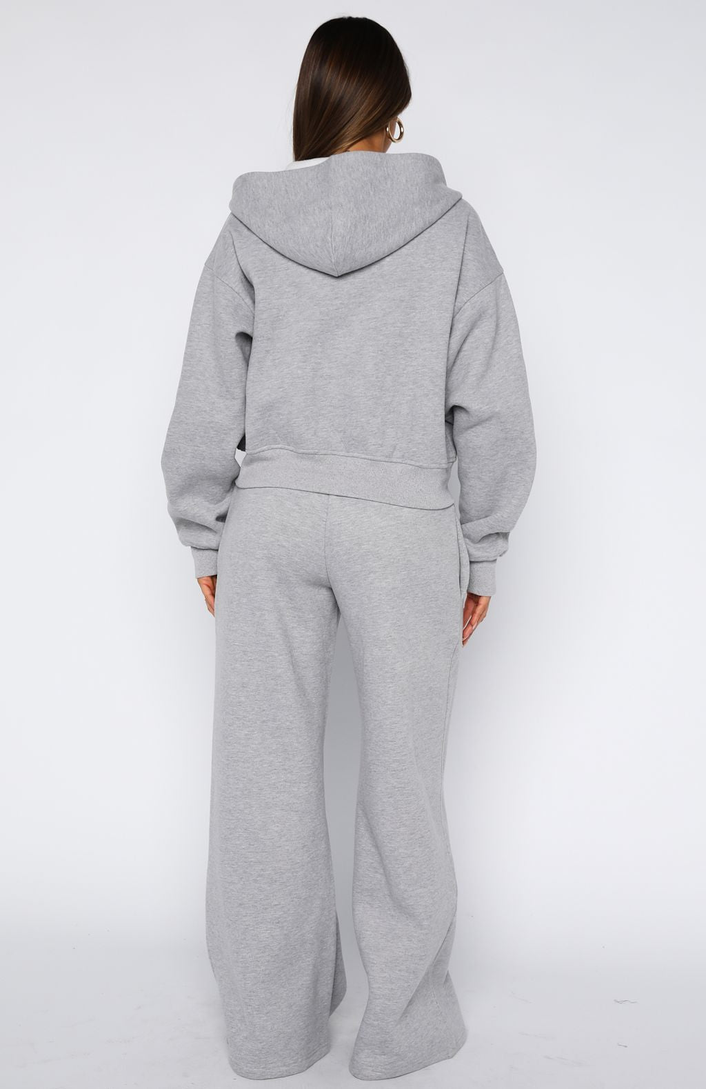White Fox Come A Long Way Wide Leg Sweatpants Grey Marle