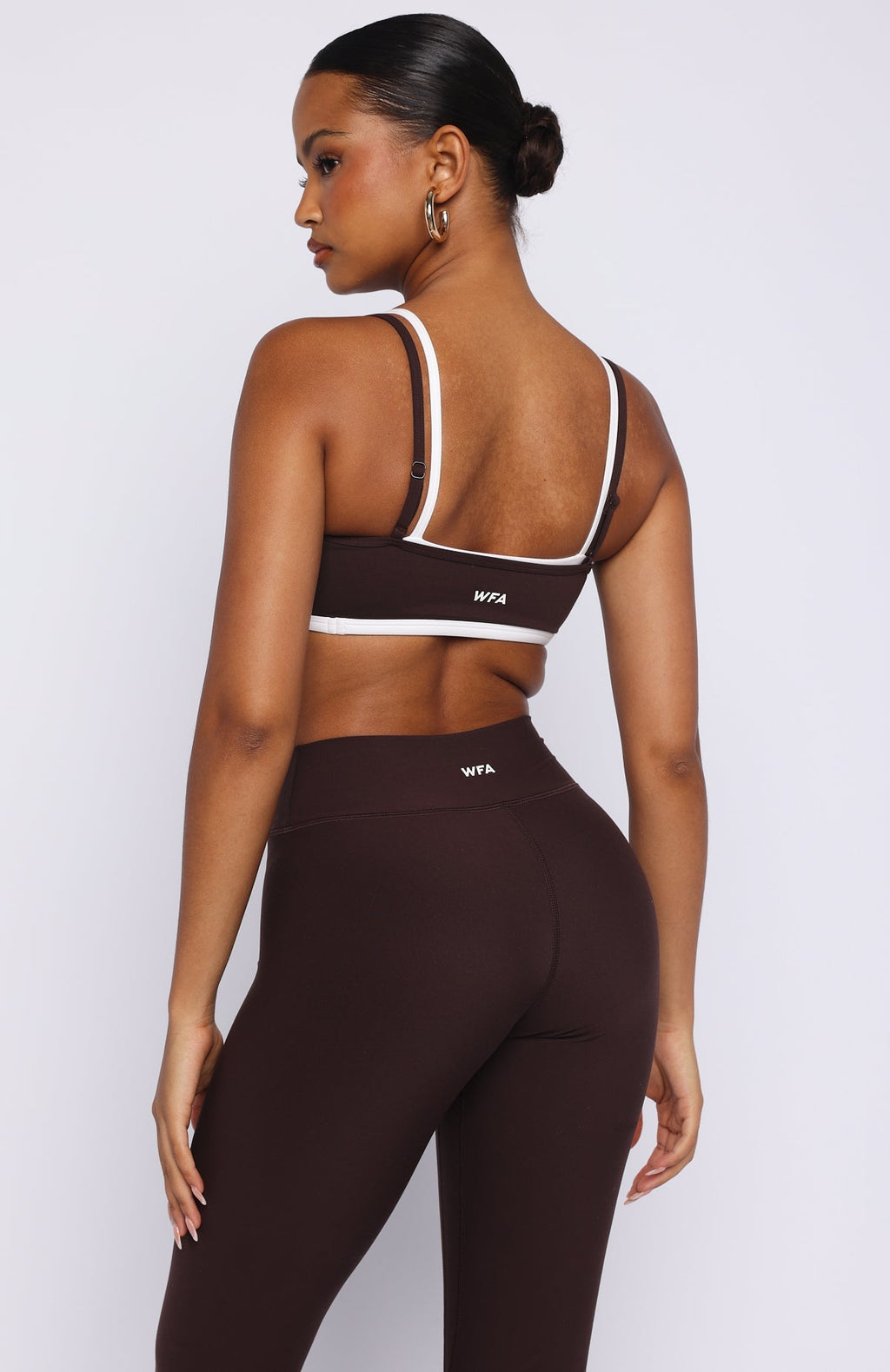 White Fox All The Glory Sports Bra Dark Chocolate/White