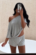 White Fox Slow Life Pyjama Shorts Grey Marle