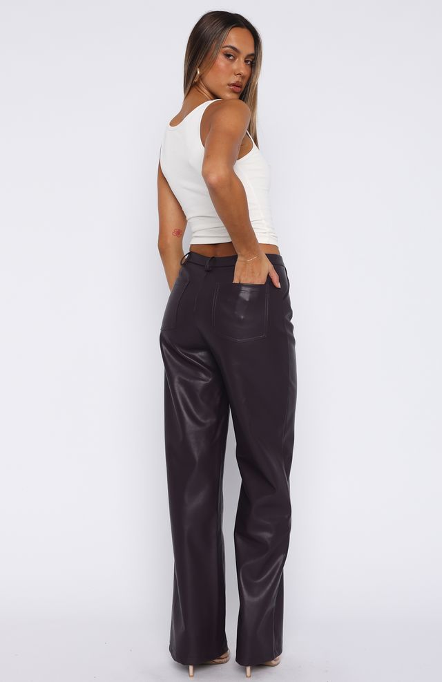 White Fox Life Affair PU Pants Deep Mauve