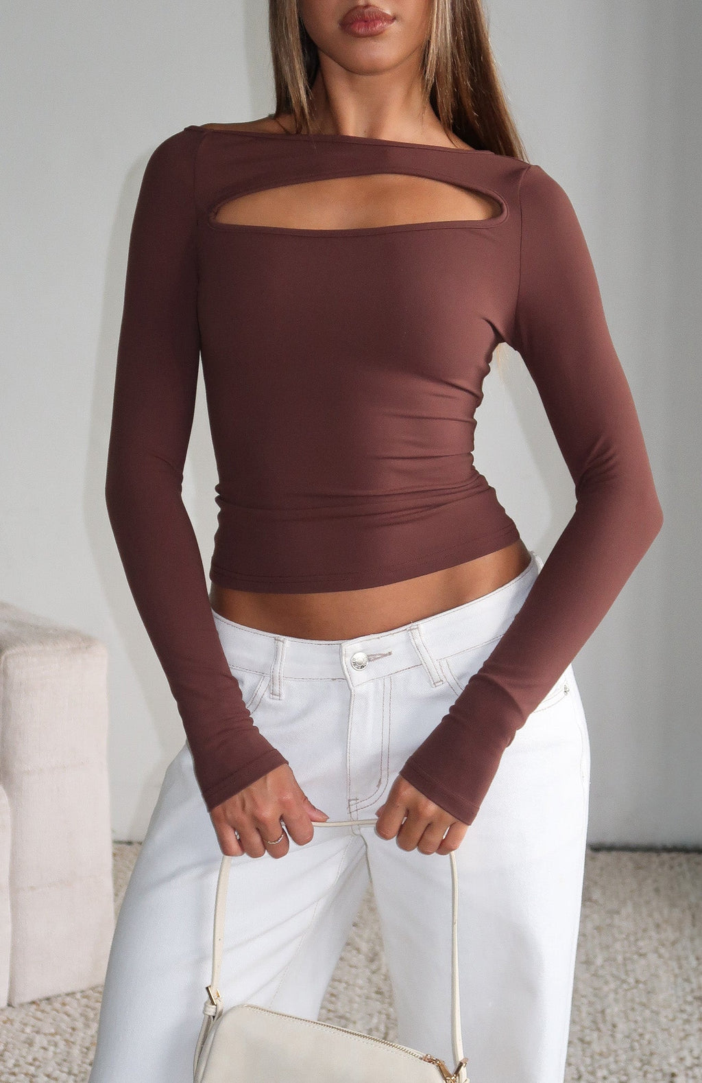 White Fox You Just Get Better Long Sleeve Top Expresso
