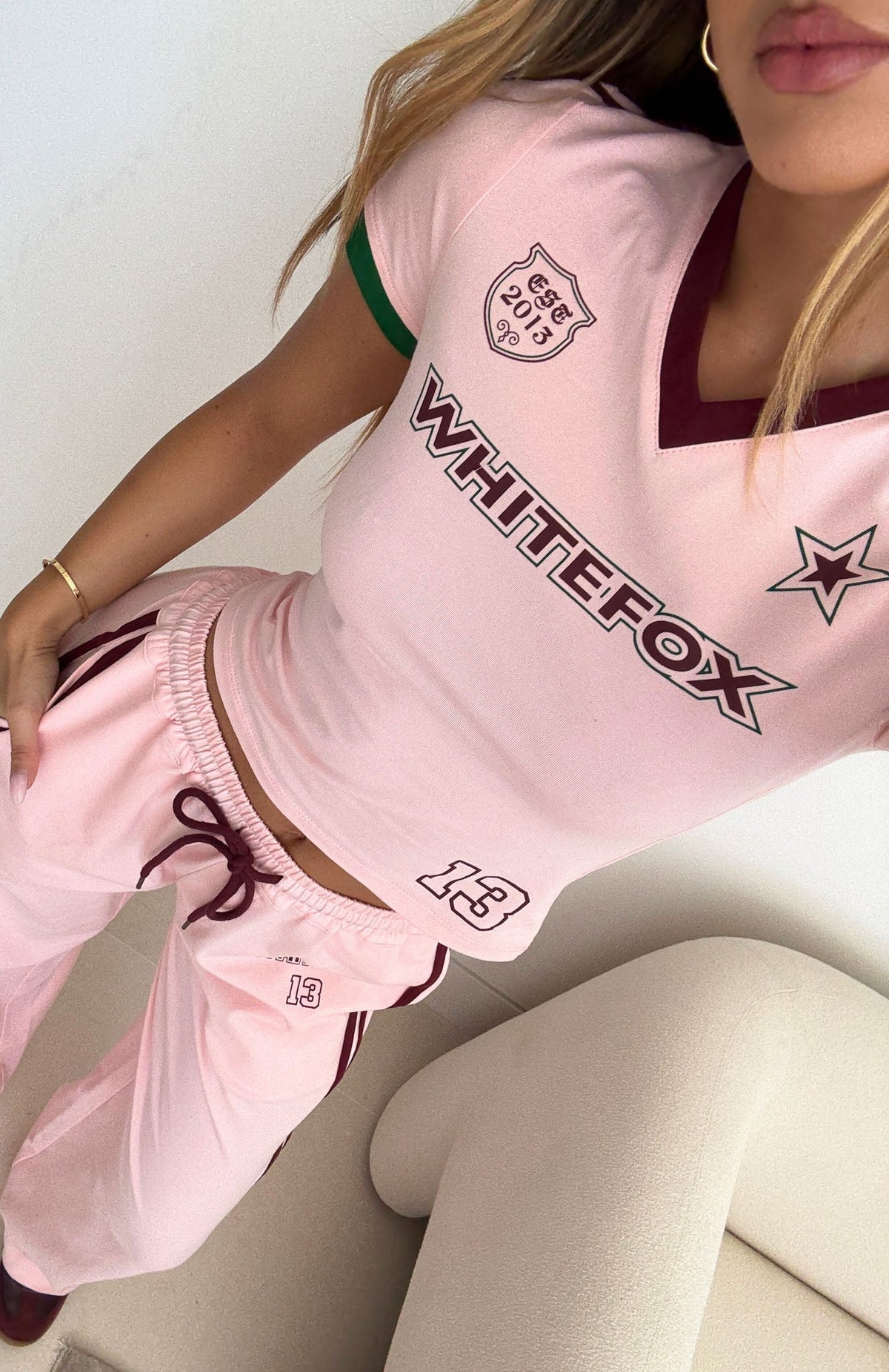 White Fox Too Chill Baby Tee Pink