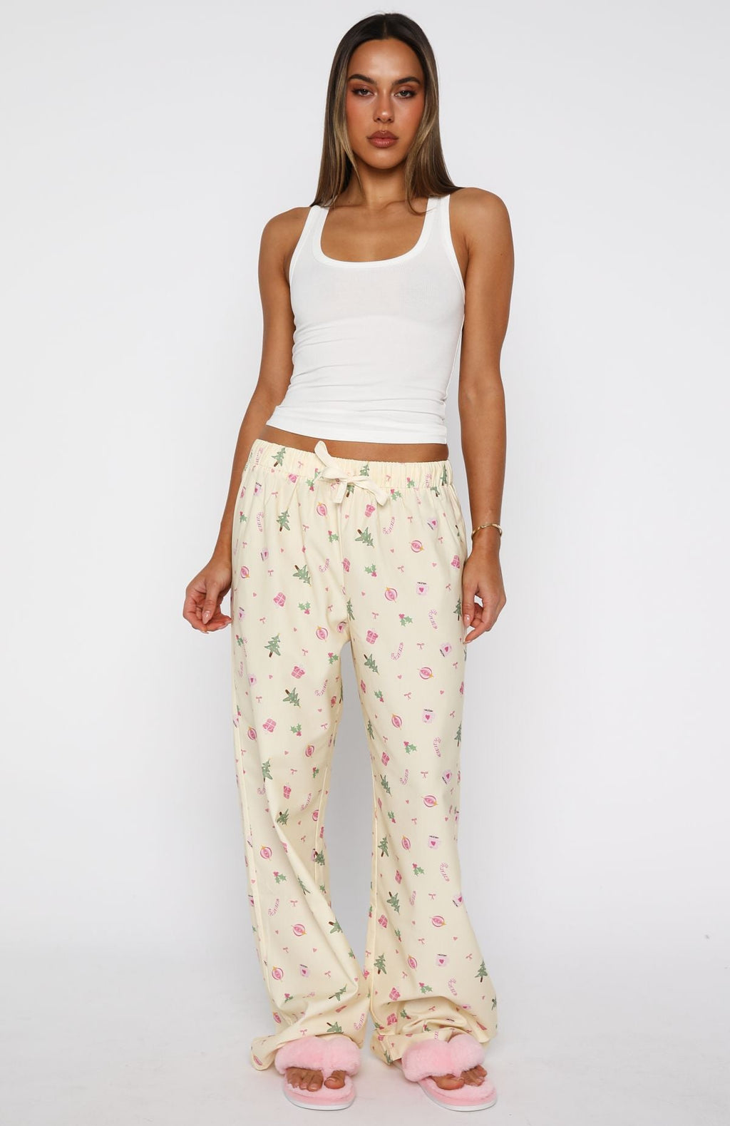 White Fox Sweetheart Pyjama Pants Festive Flicker