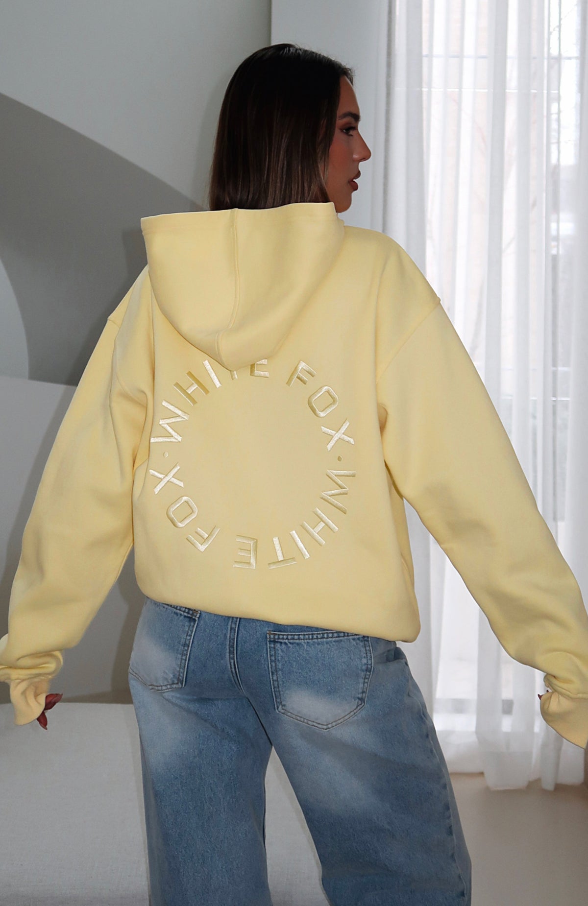 White Fox Stay Lifted Oversized Hoodie Lemon