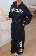 White Fox Daydreamers Madeline Wide Leg Sweatpants Navy