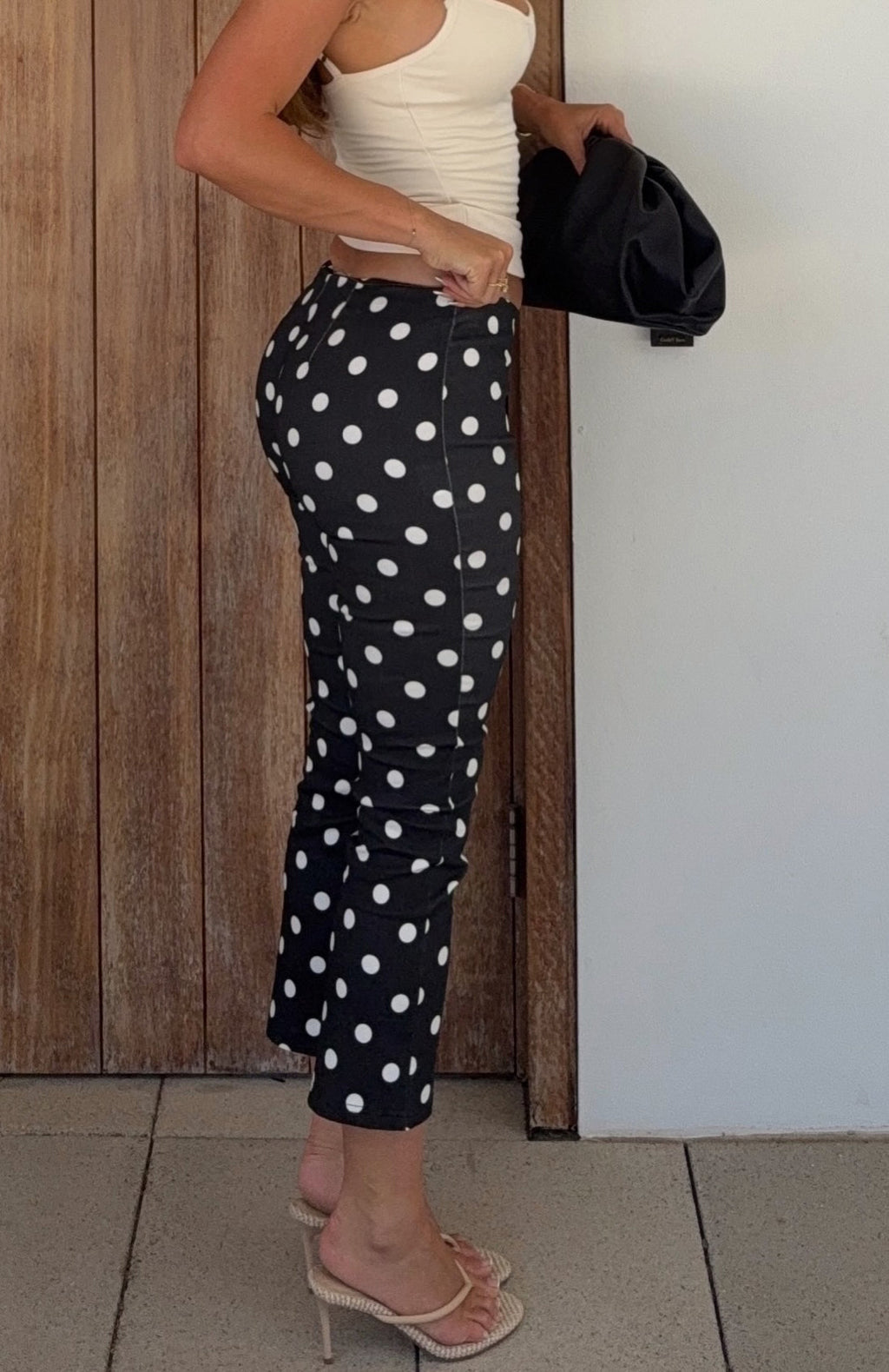 White Fox Sweetie Darling Capri Pants Black/White Polka Dot