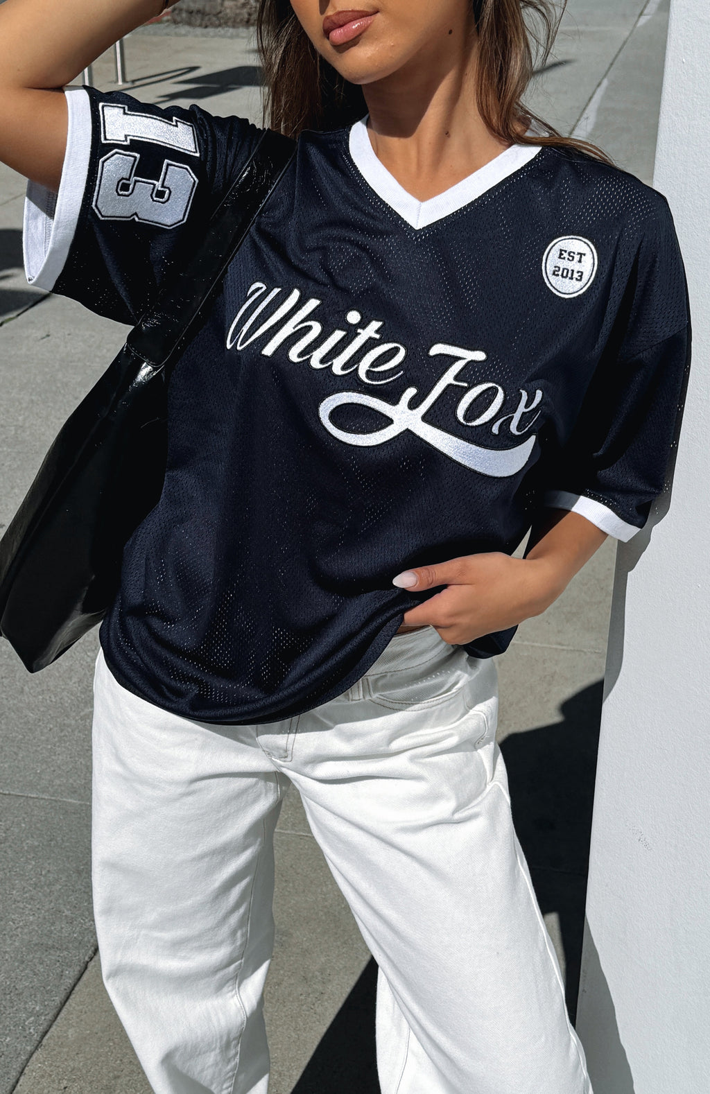 White Fox Hit A Home Run Oversized Jersey Navy