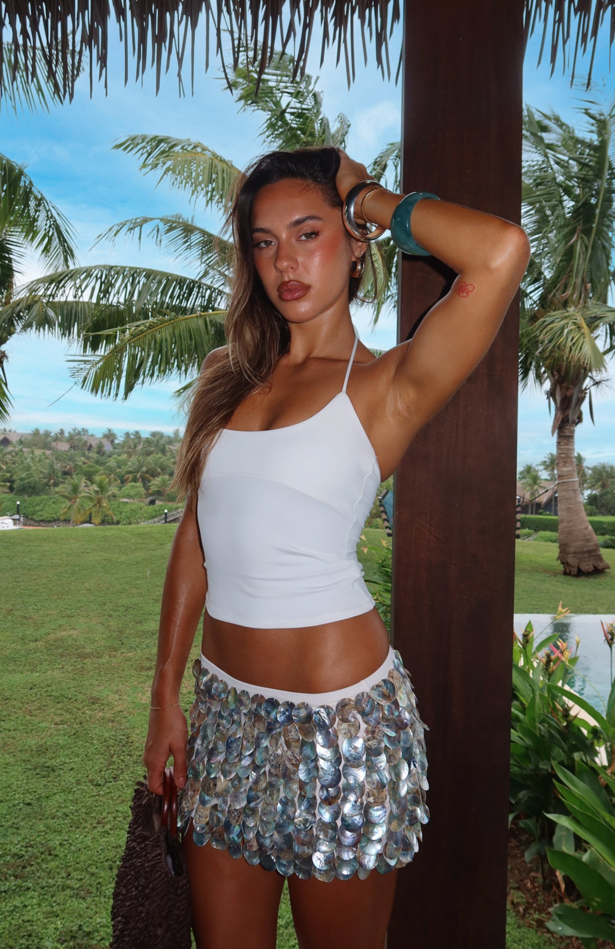 White Fox So Into You Shell Mini Skirt Natural